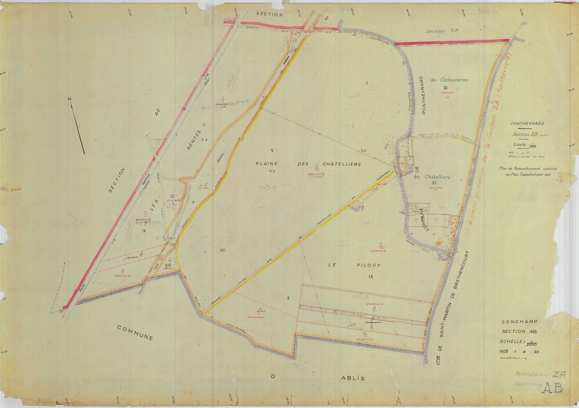 Sonchamp - Plans du cadastre remembré
