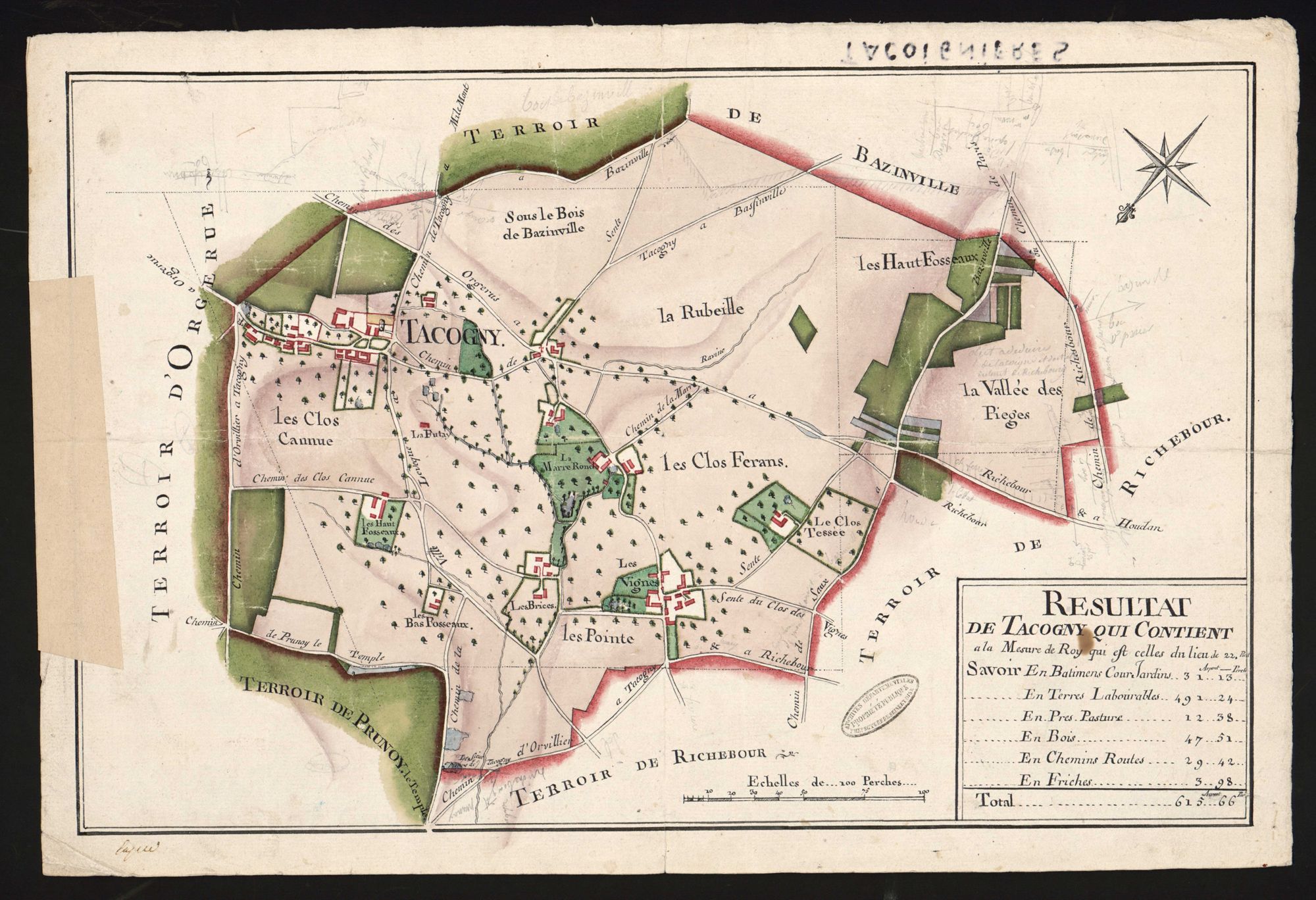 Tacoignières - Plan d'intendance de la paroisse de Tacoignières