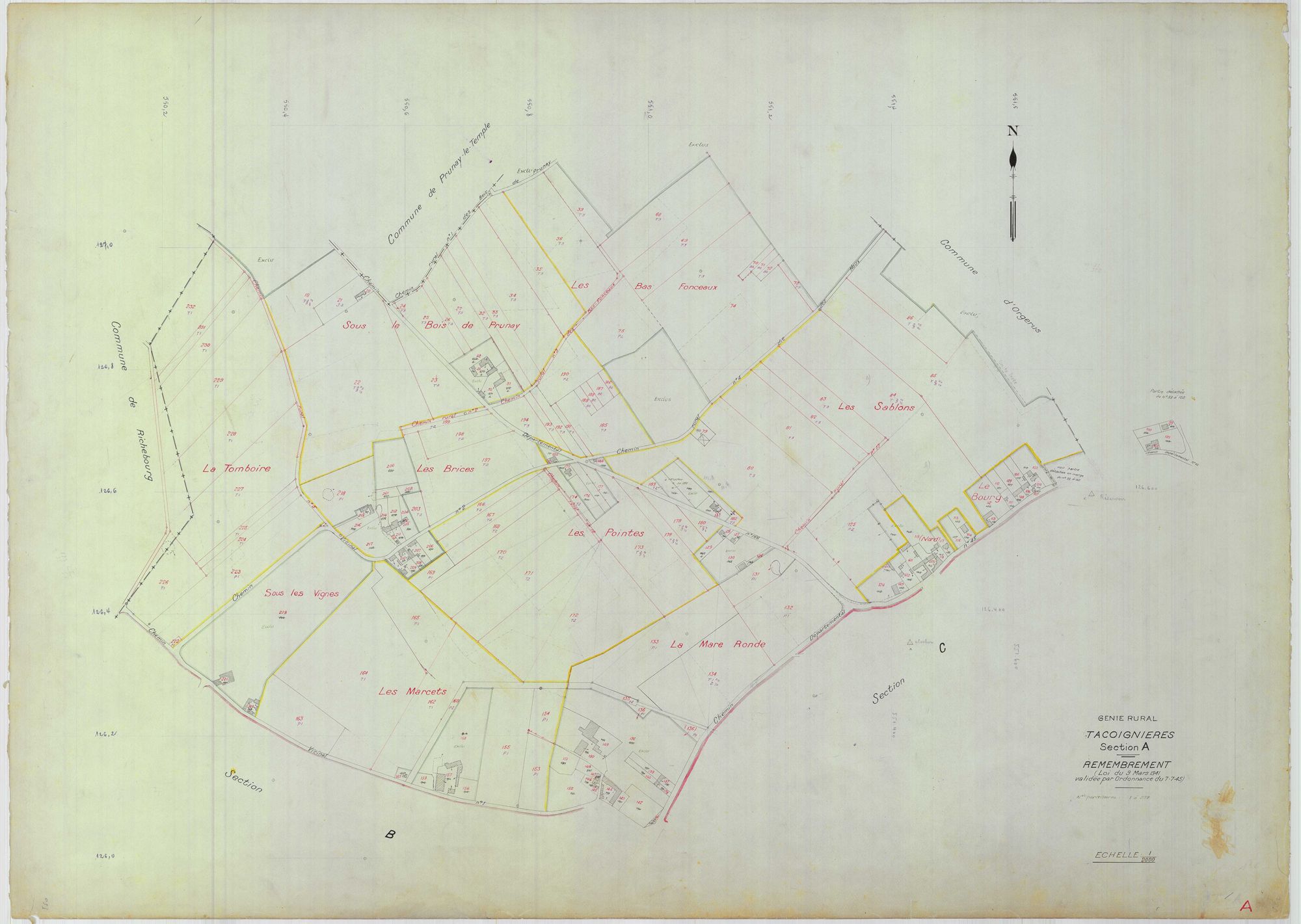 Tacoignières - Plans du cadastre remembré