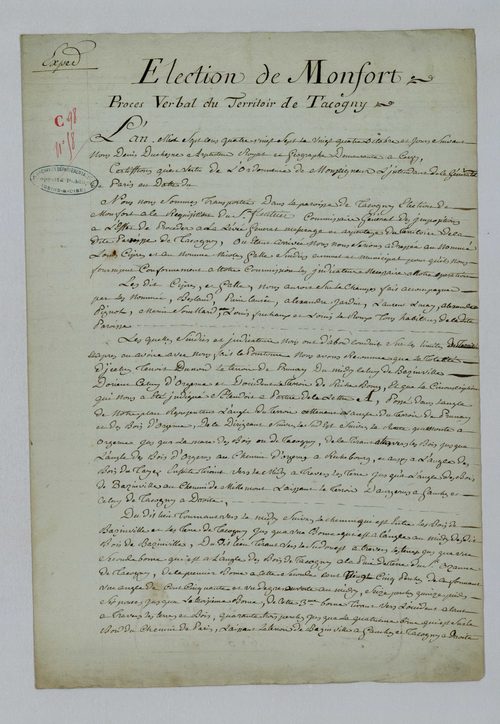 Tacoignières - Procès-verbal d'arpentage du territoire de la paroisse de Tacoignières