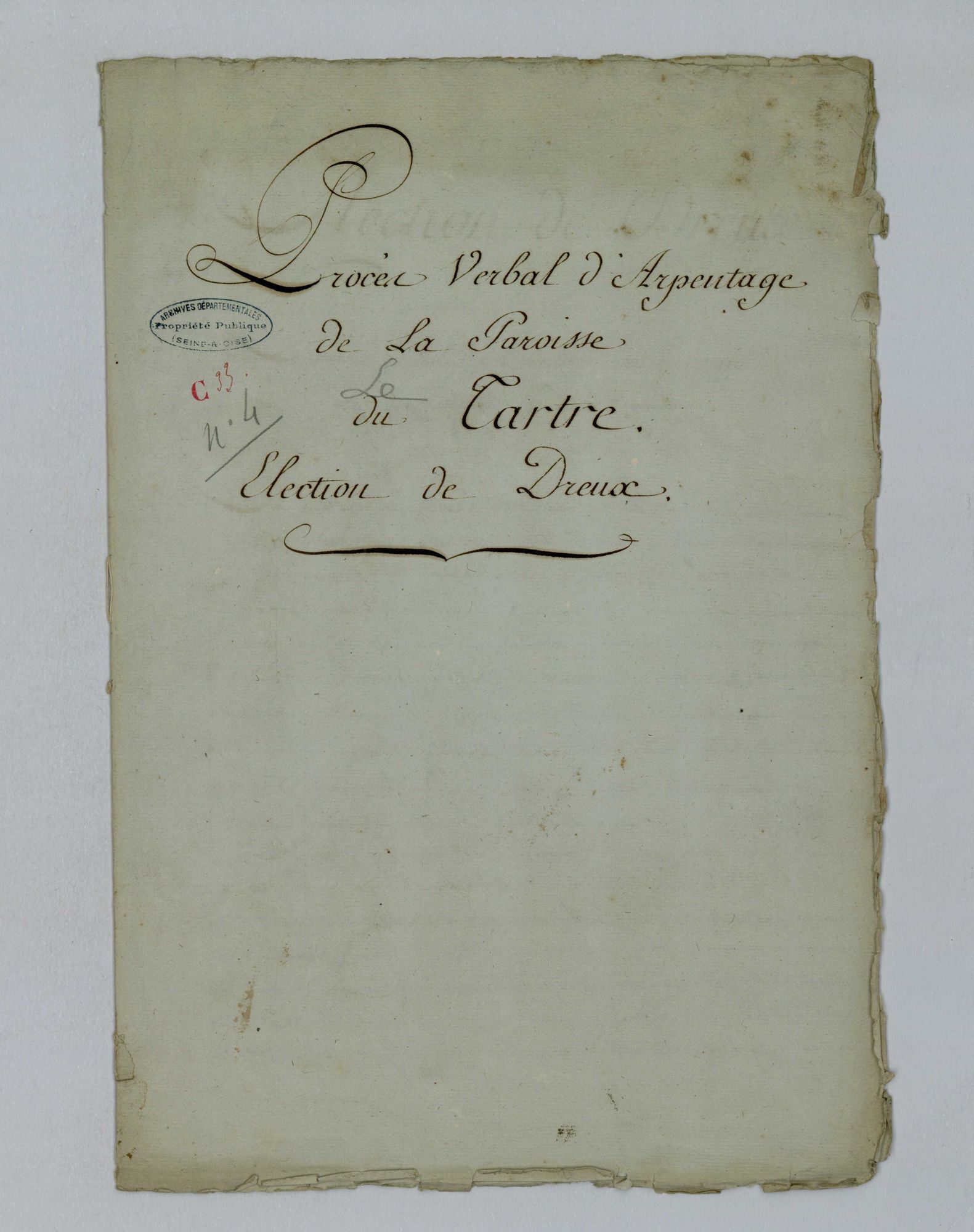 Le Tartre-Gaudran - Procès-verbal d'arpentage du territoire de la paroisse du Tartre-Gaudran