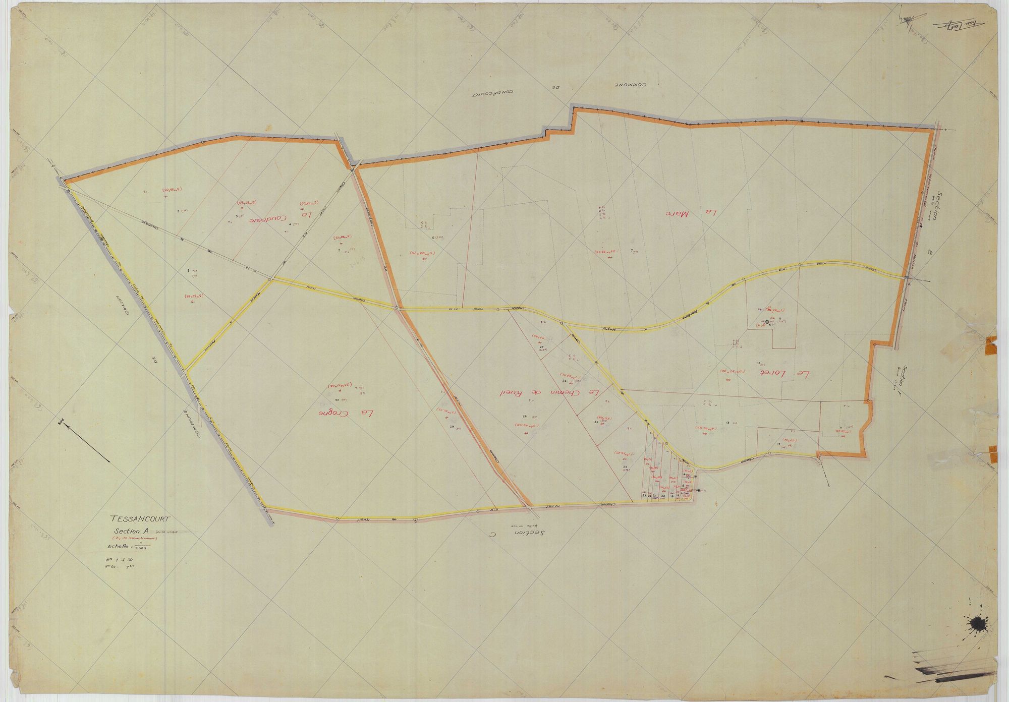Tessancourt-sur-Aubette - Plans du cadastre remembré