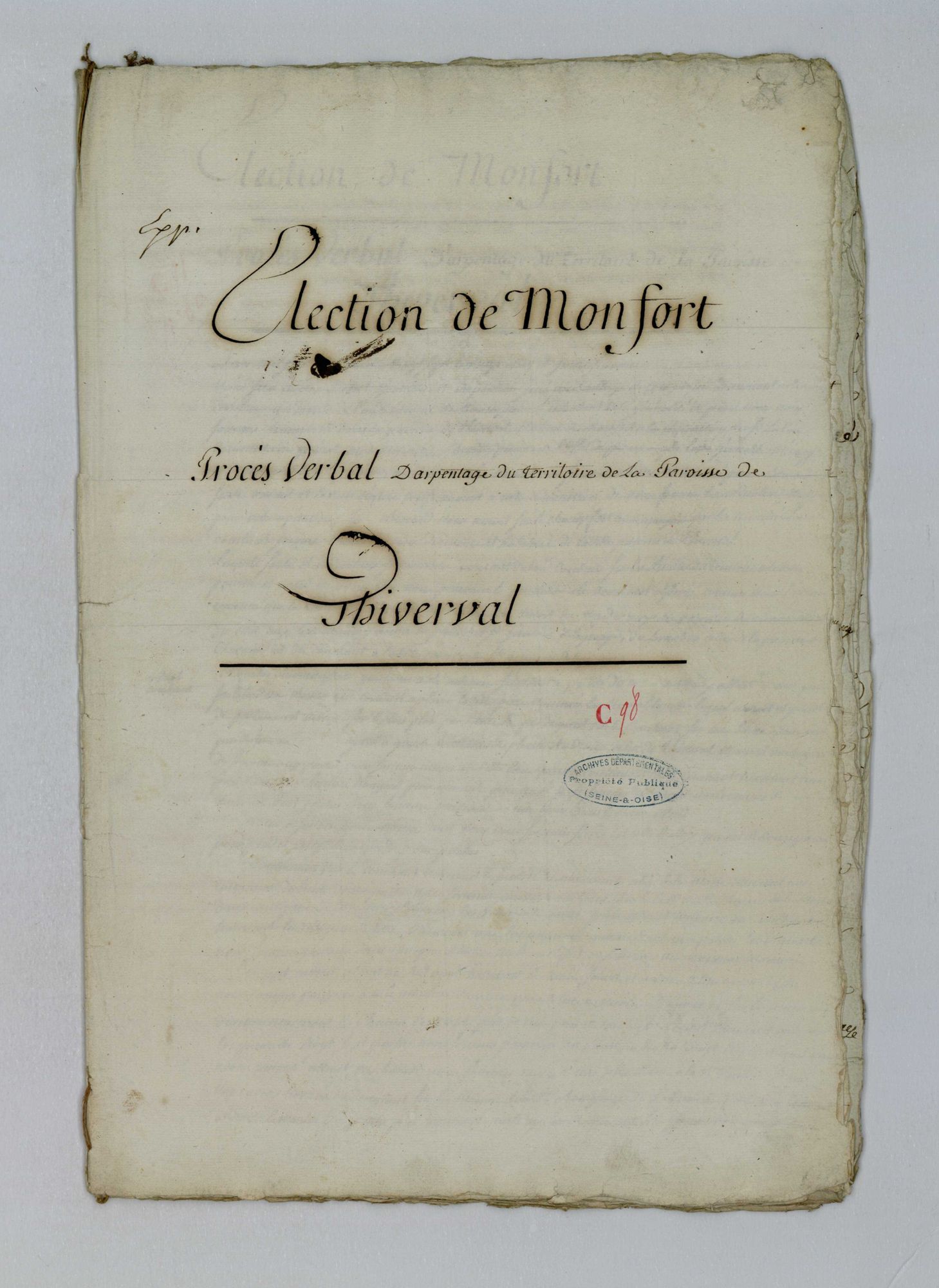 Thiverval-Grignon - Procès-verbal d'arpentage du territoire de la paroisse de Thiverval-Grignon