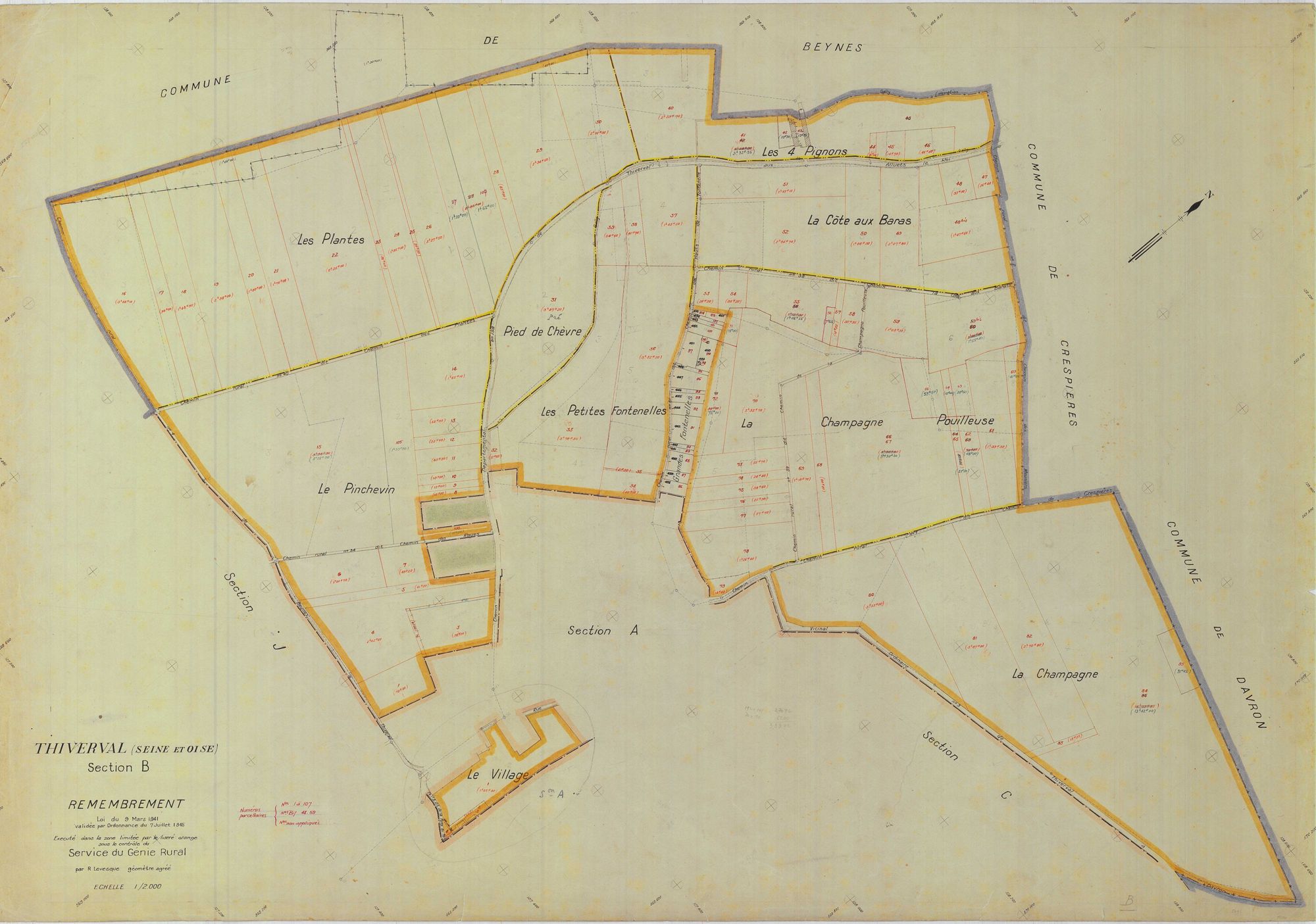 Thiverval-Grignon - Plans du cadastre remembré