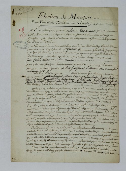 Le Tremblay-sur-Mauldre - Procès-verbal d'arpentage du territoire de la paroisse du Tremblay-sur-Mauldre