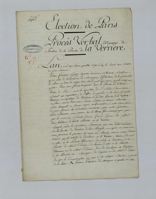 La Verrière - Procès-verbal d'arpentage du territoire de la paroisse de La Verrière
