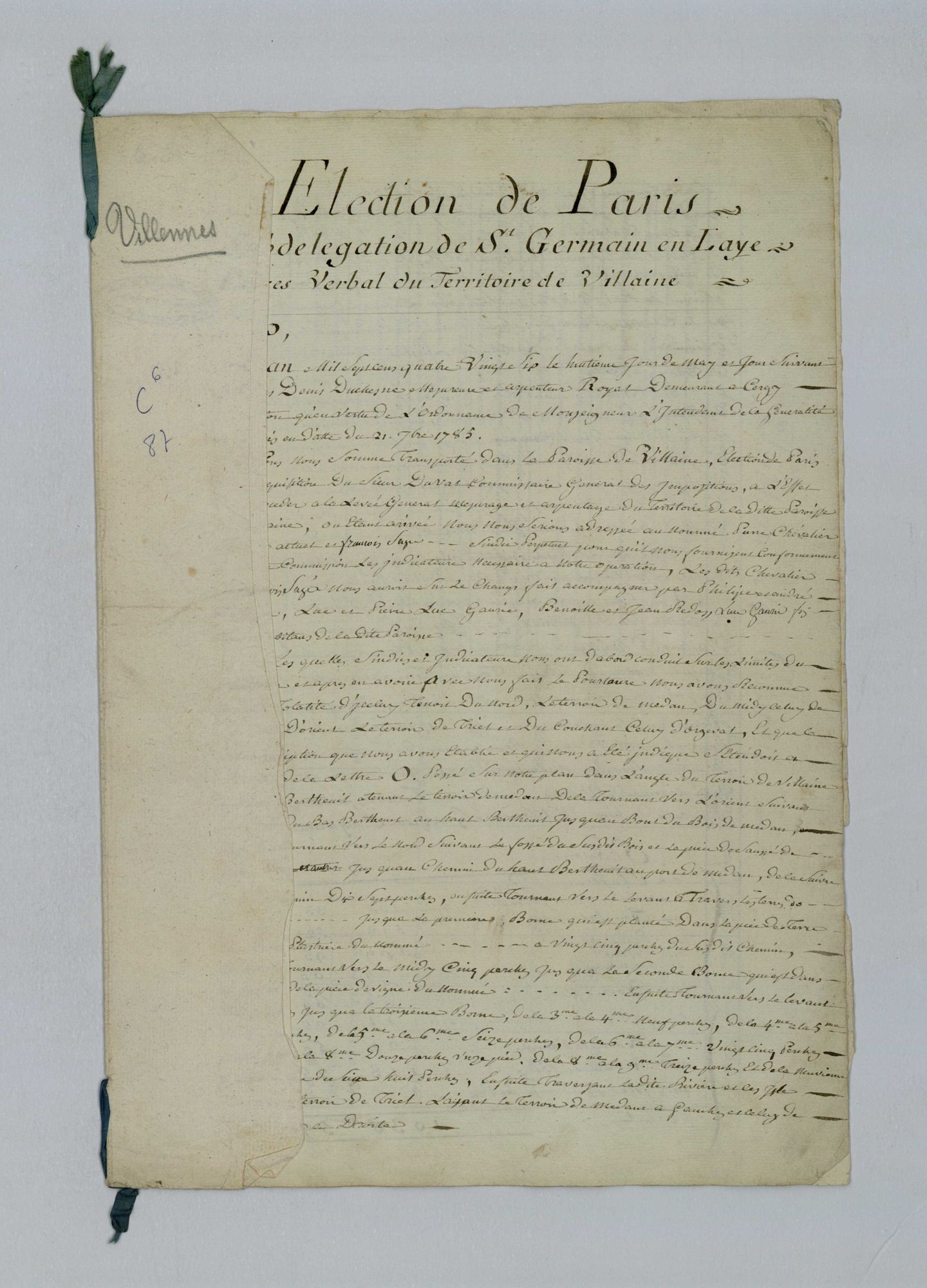 Villennes-sur-Seine - Procès-verbal d'arpentage du territoire de la paroisse de Villennes-sur-Seine