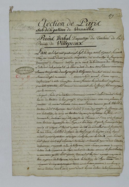 Villepreux - Procès-verbal d'arpentage du territoire de la paroisse de Villepreux
