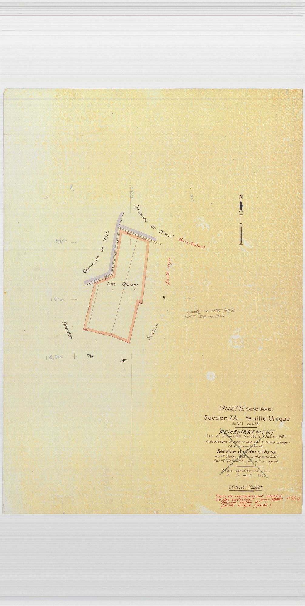 Villette - Plans du cadastre remembré