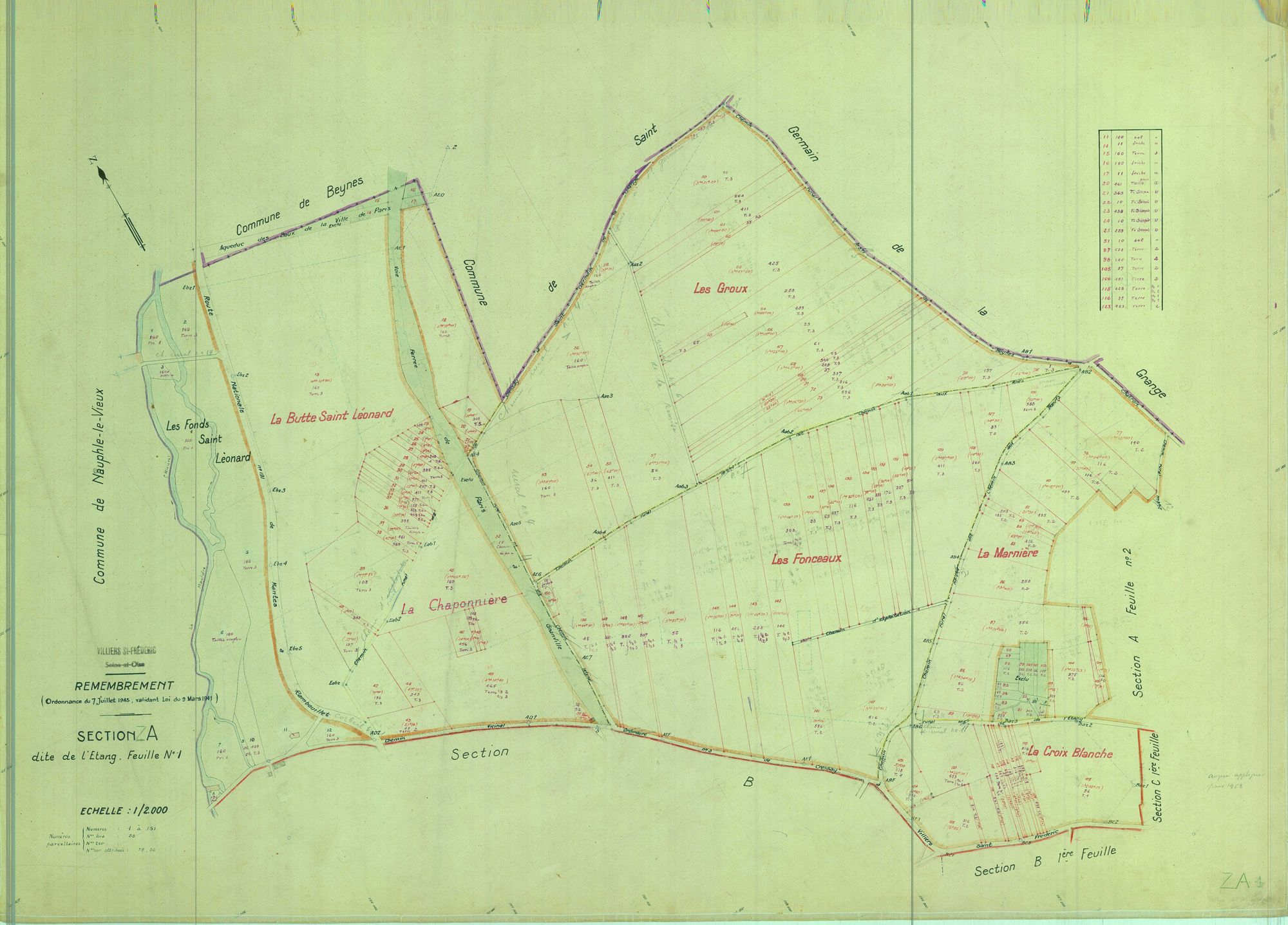 Villiers-Saint-Frédéric - Plans du cadastre remembré
