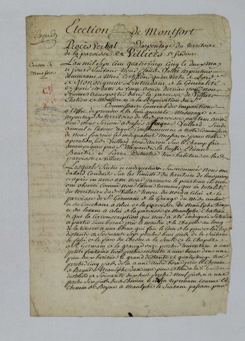 Villiers-Saint-Frédéric - Procès-verbal d'arpentage du territoire de la paroisse de Villiers-Saint-Frédéric