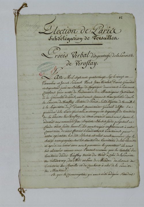Viroflay - Procès-verbal d'arpentage du territoire de la paroisse de Viroflay