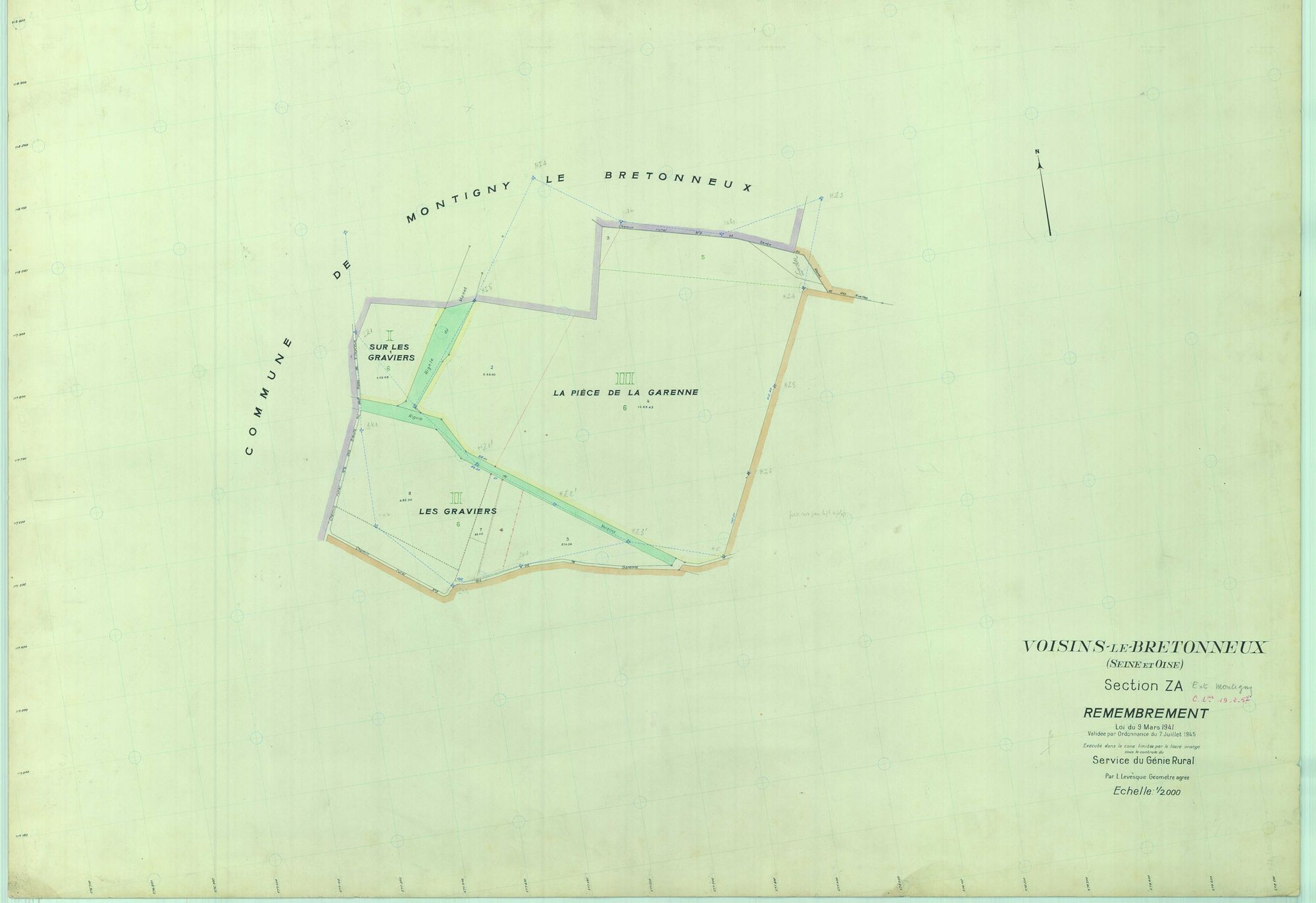 Voisins-le-Bretonneux - Plans du cadastre remembré