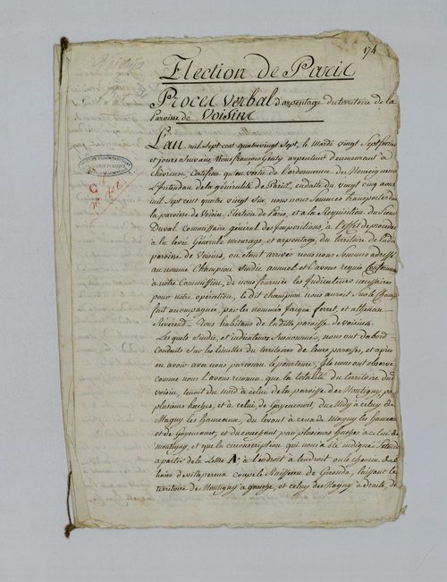 Voisins-le-Bretonneux - Procès-verbal d'arpentage du territoire de la paroisse de Voisins-le-Bretonneux