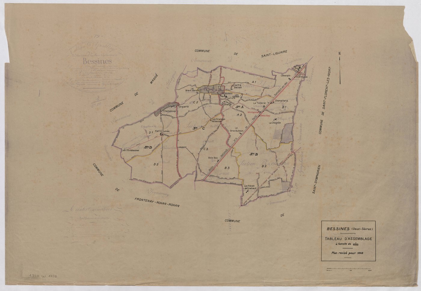 Bessines - FRAD079_CADASTRE_RECENT Tableau d'assemblage (Feuille 1) 