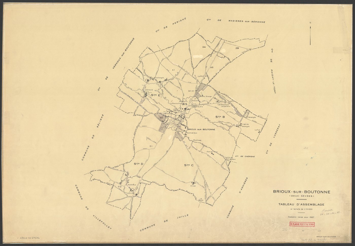 Brioux-sur-Boutonne - FRAD079_CADASTRE_RECENT Tableau d'assemblage 