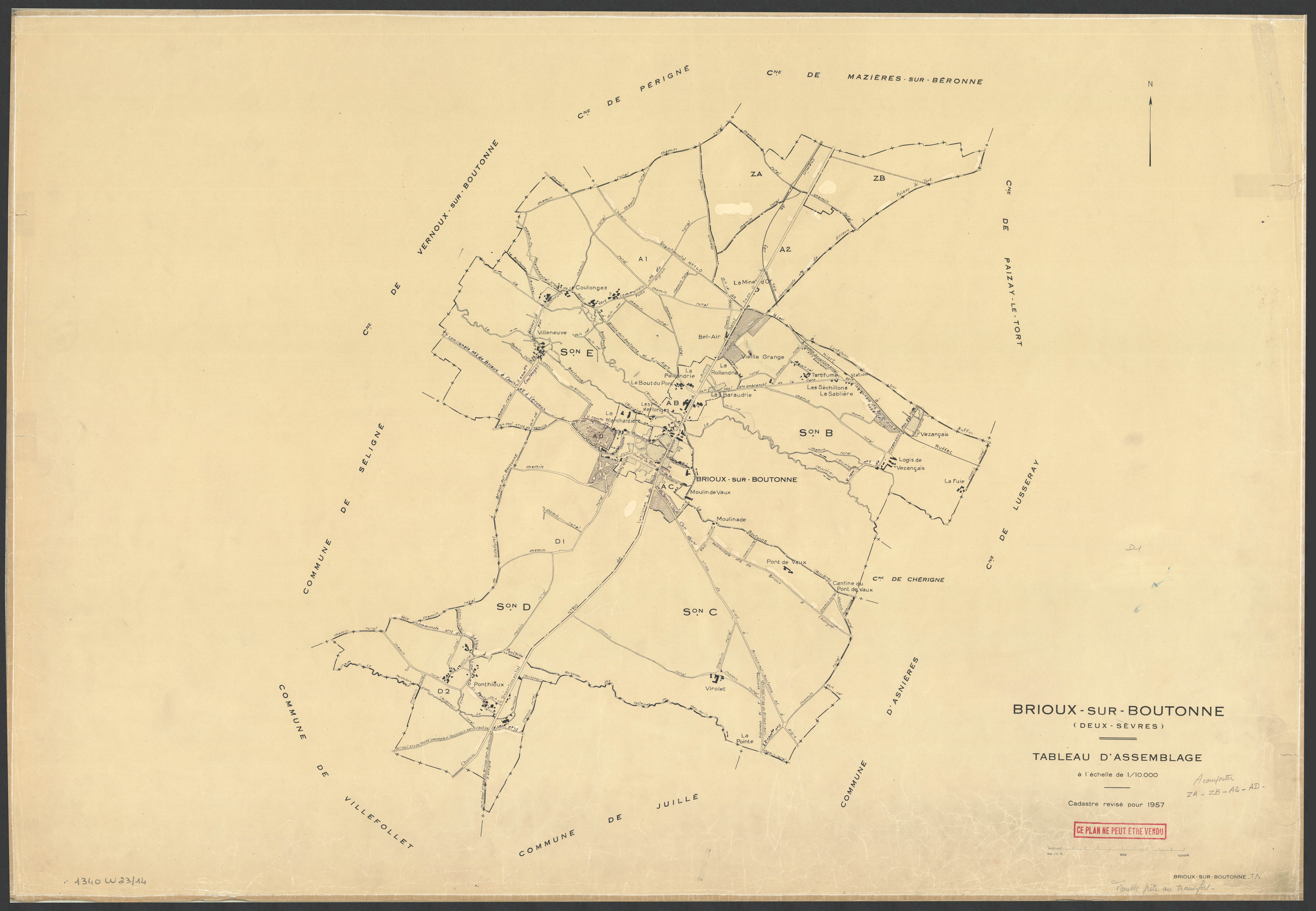 Brioux-sur-Boutonne - FRAD079_CADASTRE_RECENT Tableau d'assemblage 