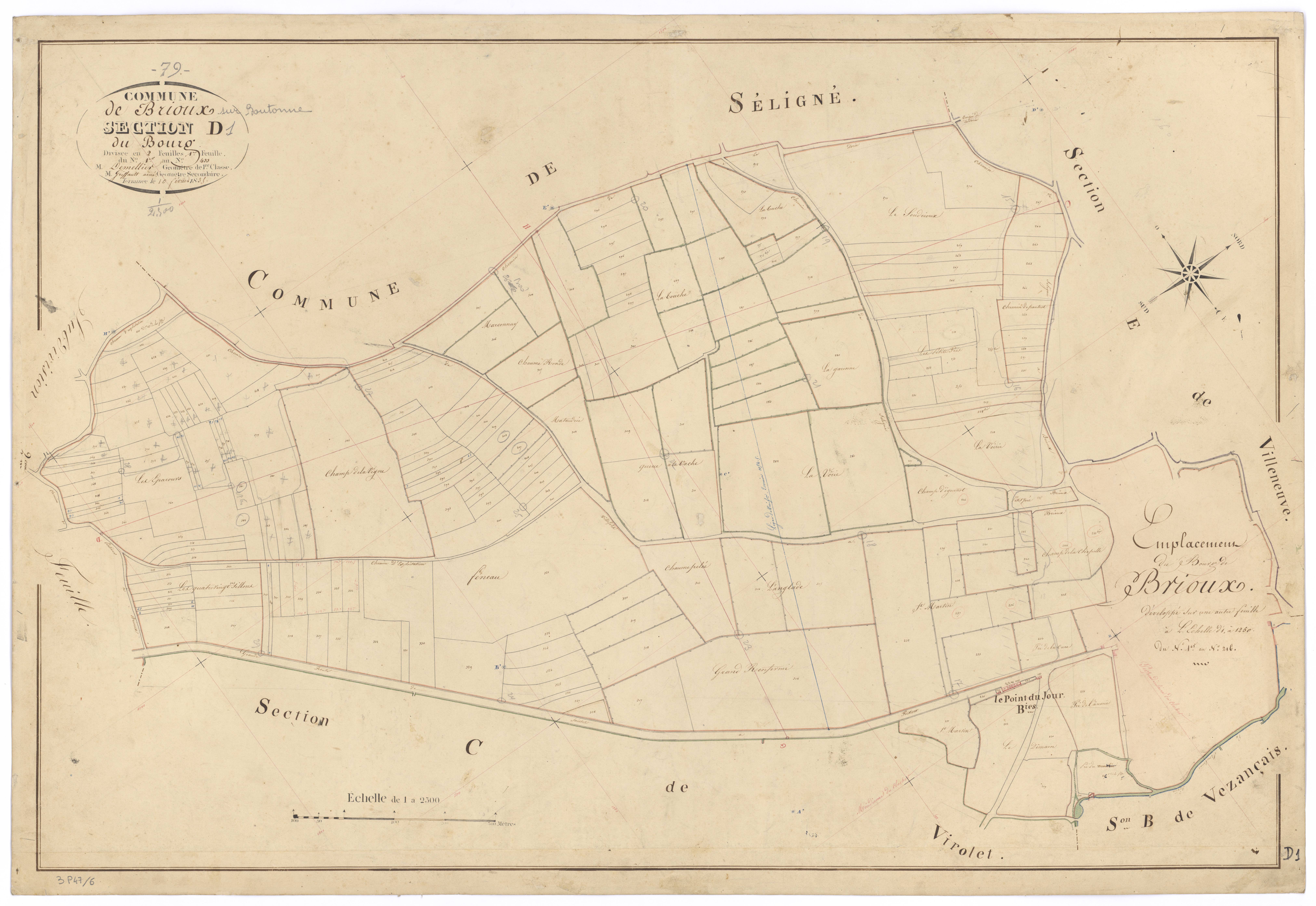 Brioux-sur-Boutonne - FRAD079_CADASTRE_NAPOLEONIEN Section D1 dite du Bourg 