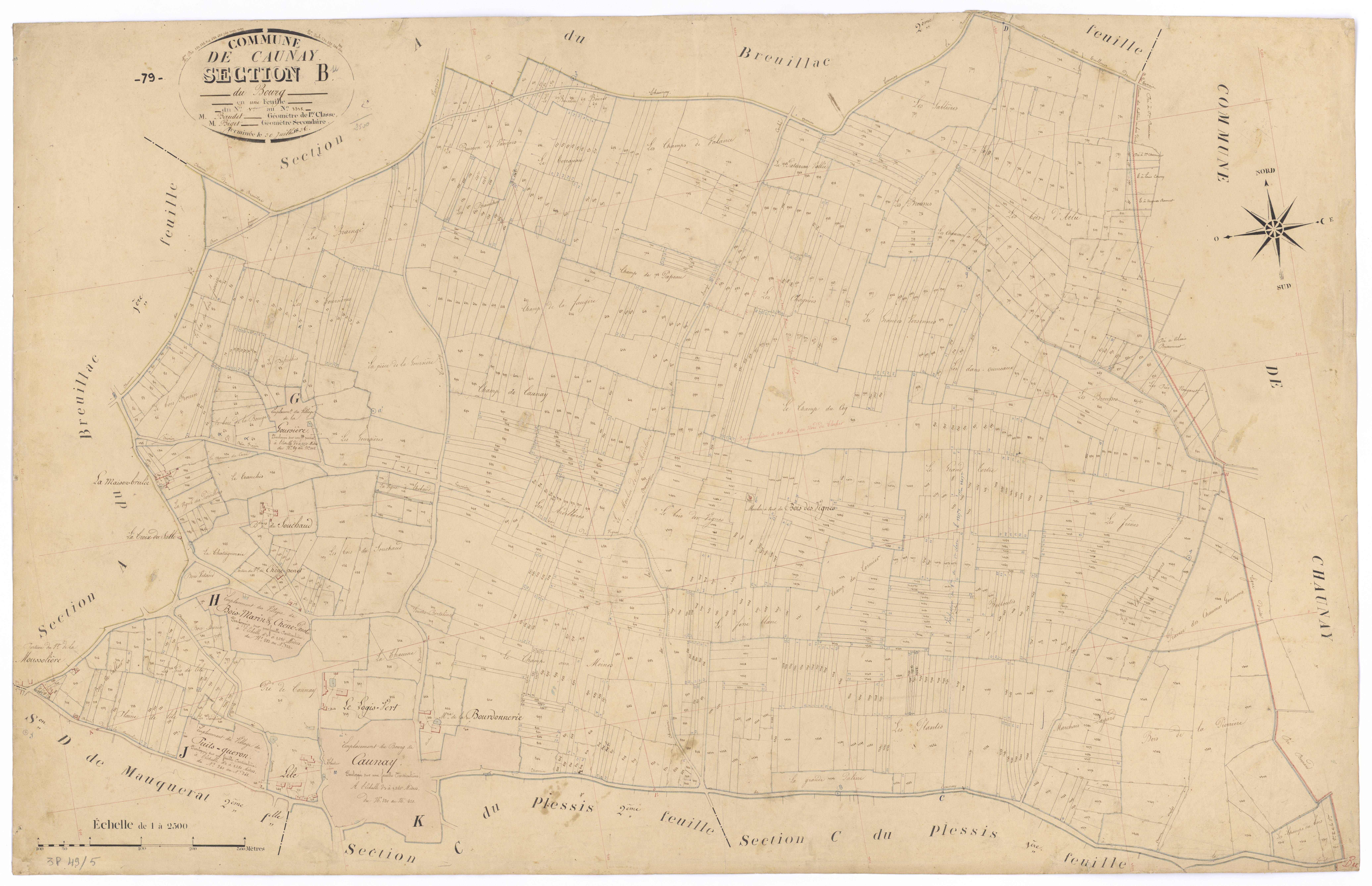 Caunay - FRAD079_CADASTRE_NAPOLEONIEN Section B dite du Bourg 