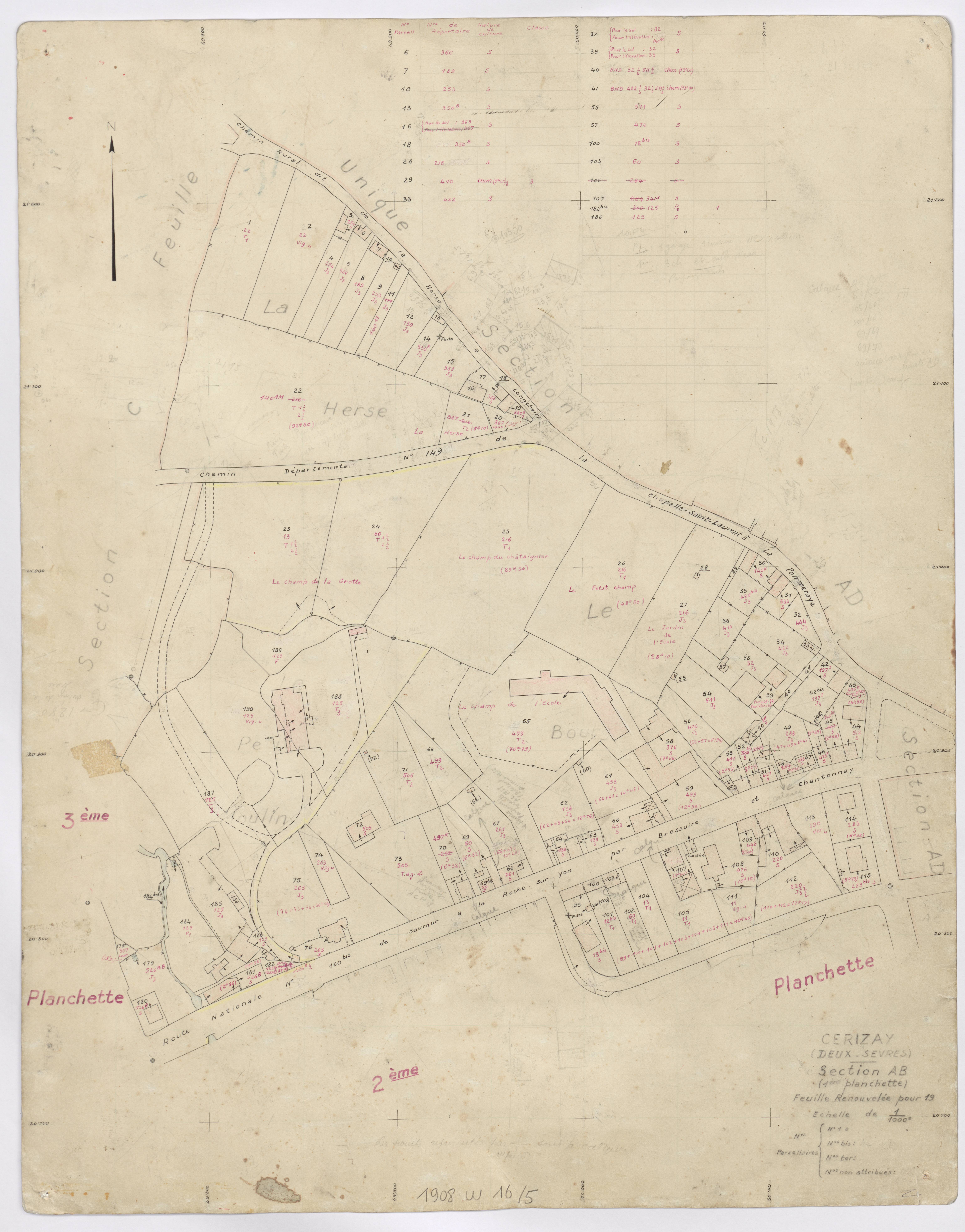 Cerizay - FRAD079_CADASTRE_RECENT Section AB (Feuille 1) 