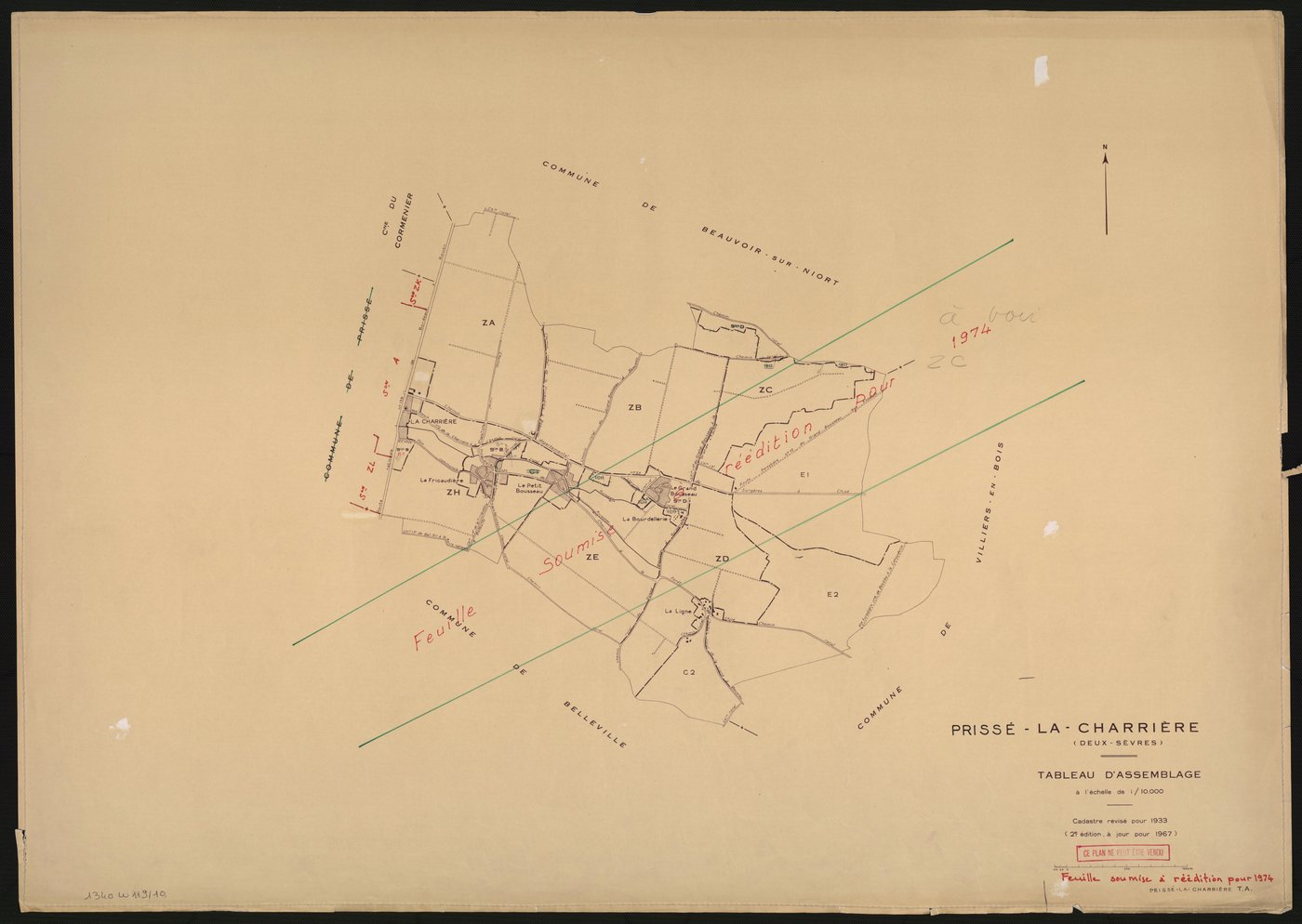 Prissé-la-Charrière - FRAD079_CADASTRE_RECENT Tableau d'assemblage (Feuille 1) 