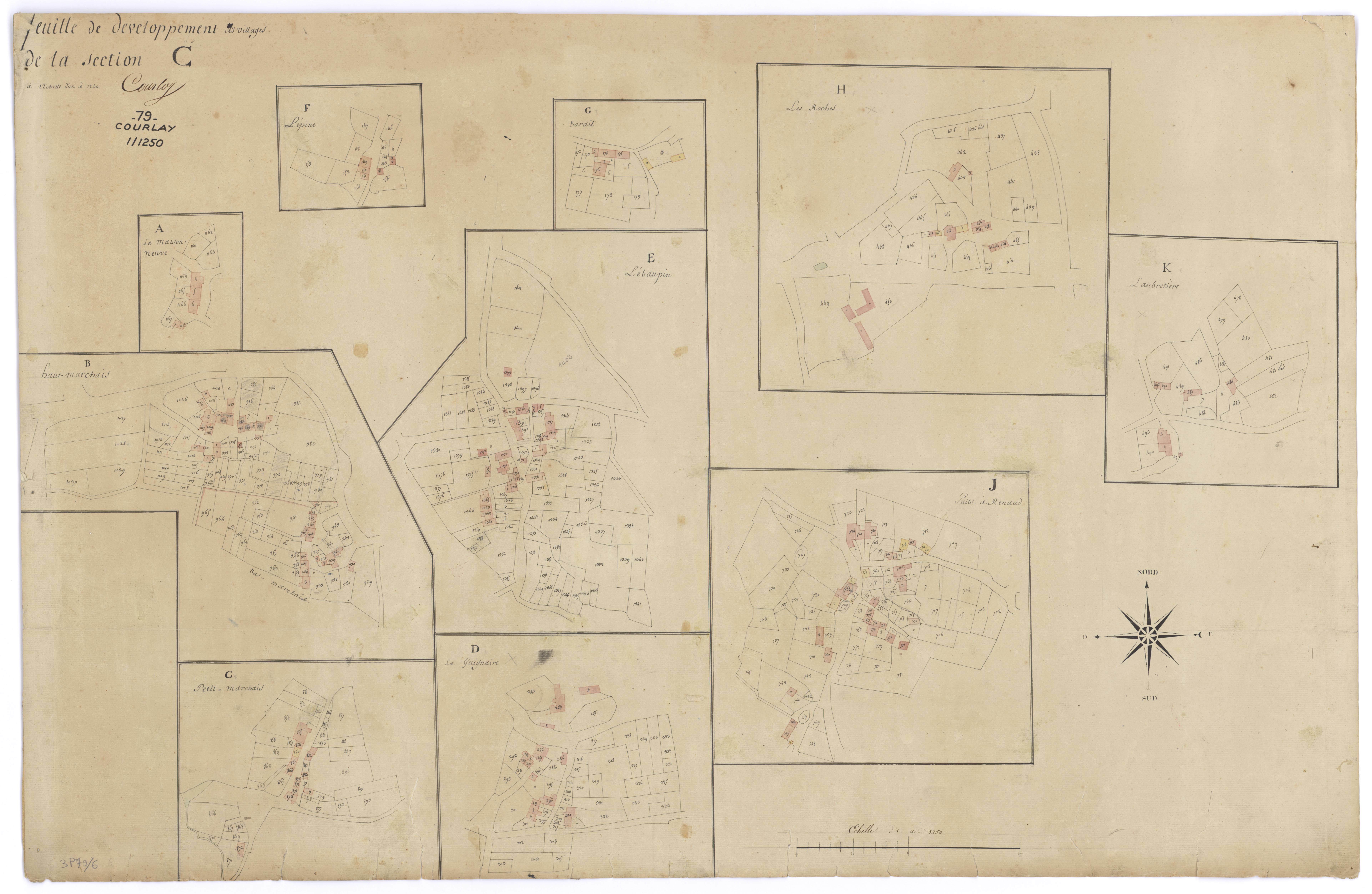 Courlay - FRAD079_CADASTRE_NAPOLEONIEN Feuille de développement village, section C