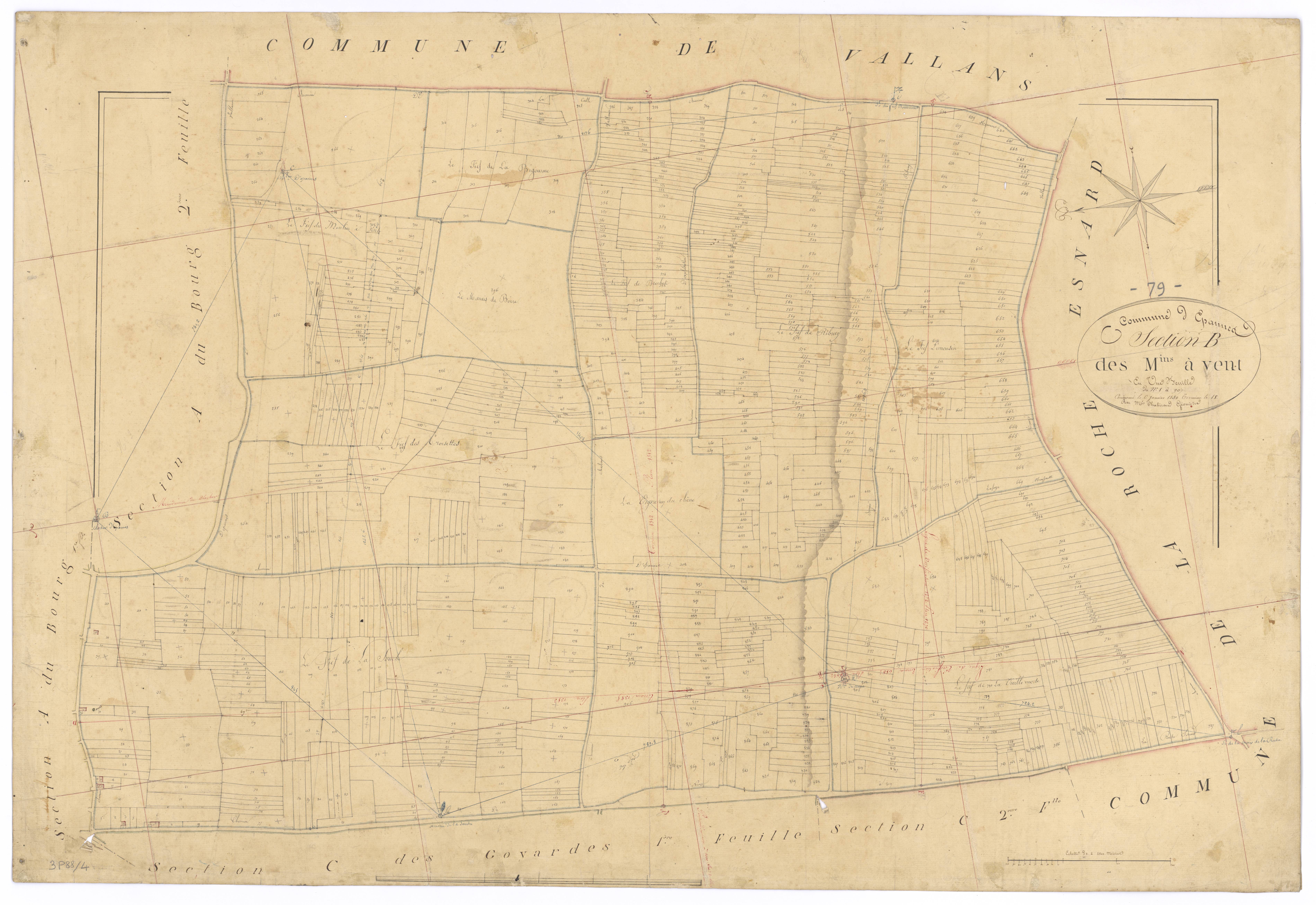 Épannes - FRAD079_CADASTRE_NAPOLEONIEN Section B dite des Moulins à vent 