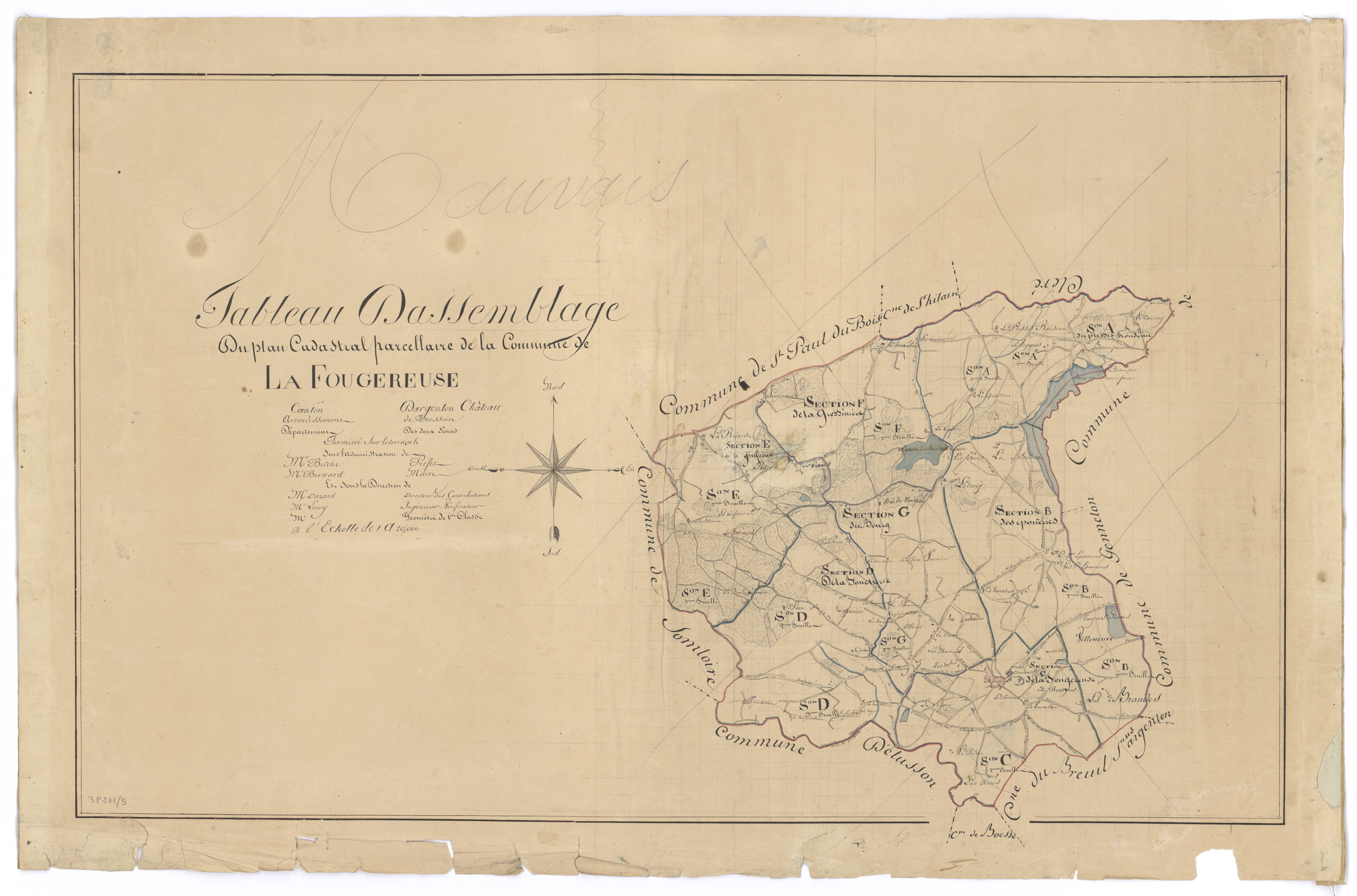 Étusson - FRAD079_CADASTRE_NAPOLEONIEN Tableau d'assemblage de la Fougereuse