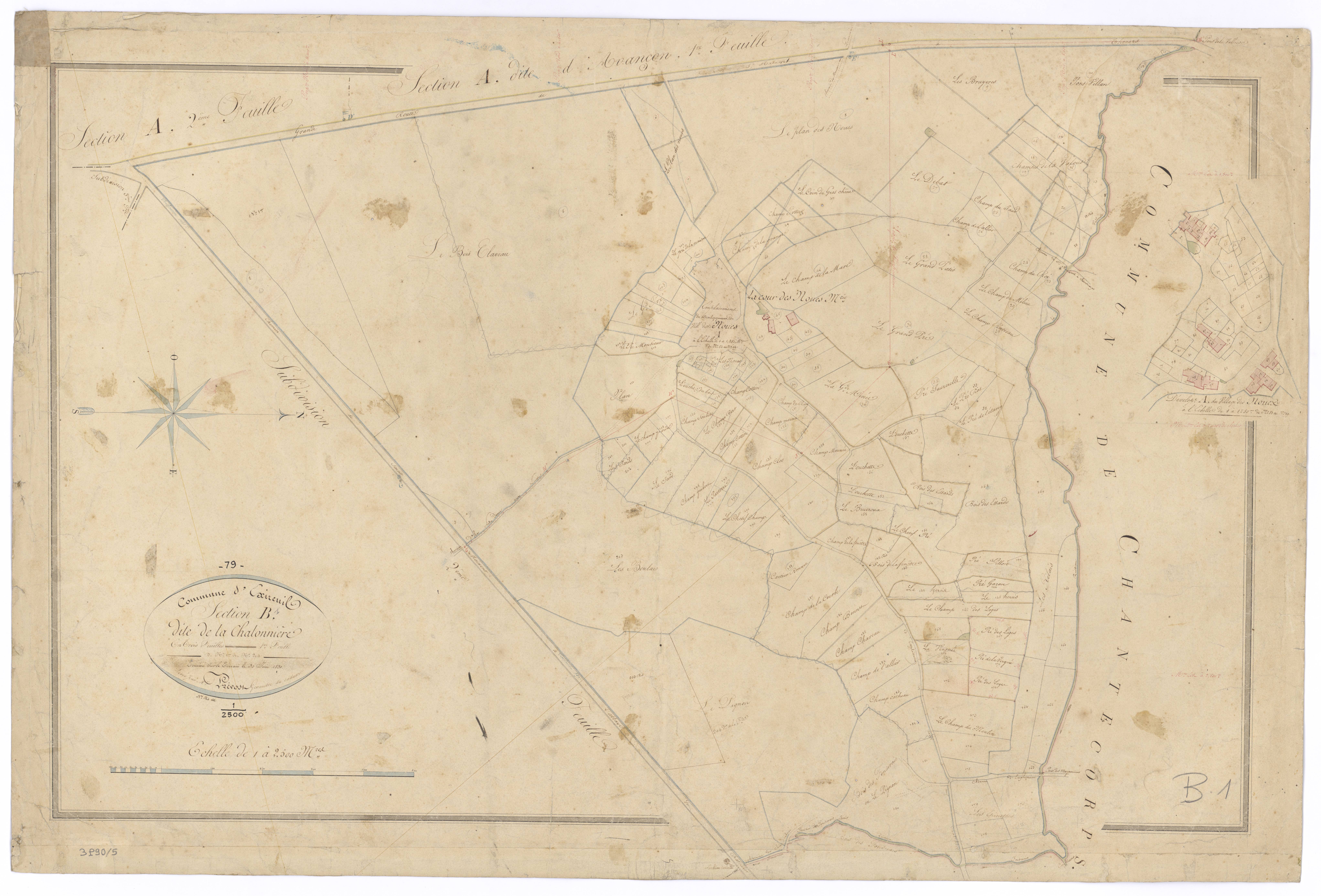 Exireuil - FRAD079_CADASTRE_NAPOLEONIEN Section B1 dite de la Chalonnière 