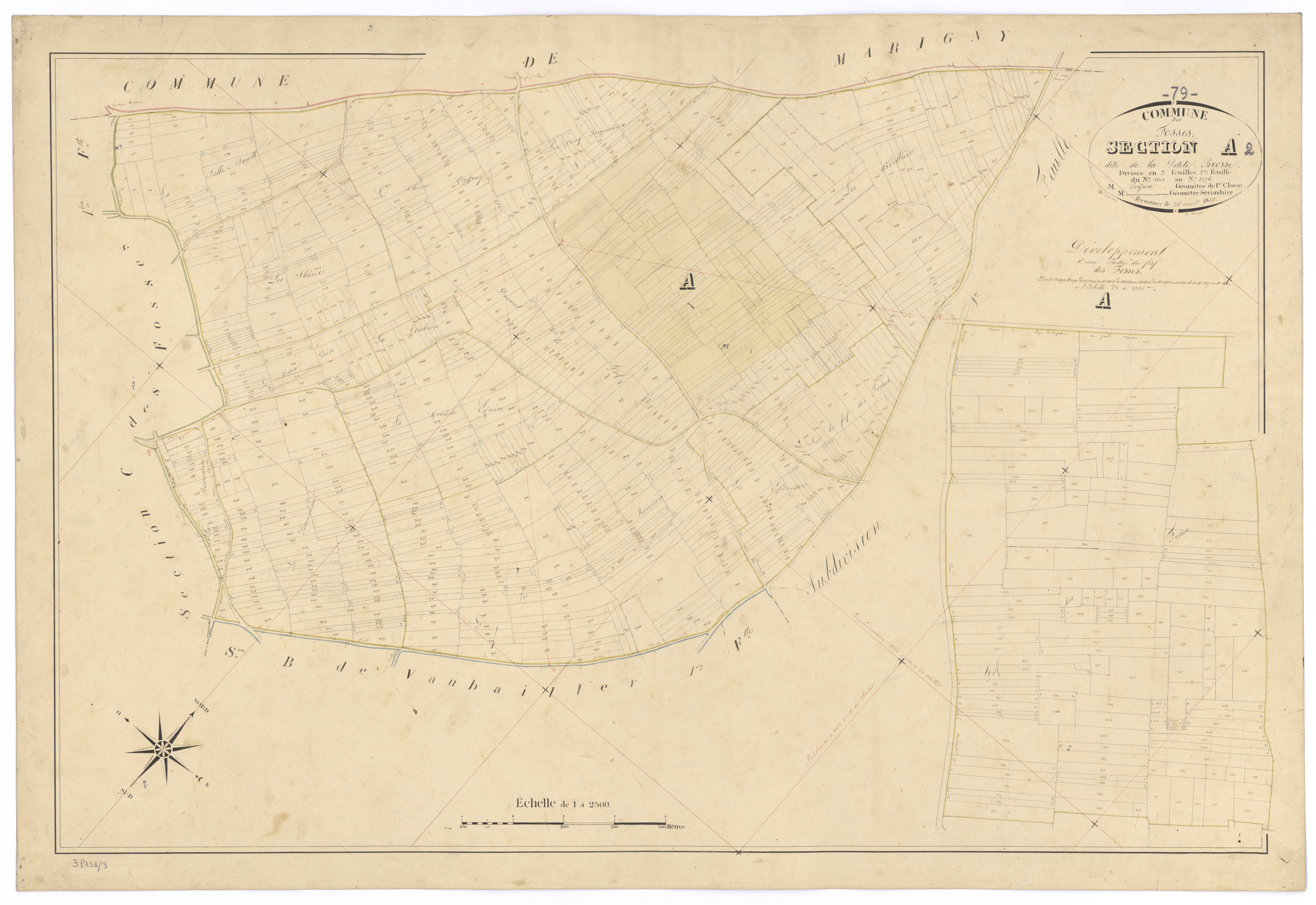 Fosses - FRAD079_CADASTRE_NAPOLEONIEN Section A2 dite de la Petite brousse et développement d'une partie du Fief des Fosses 