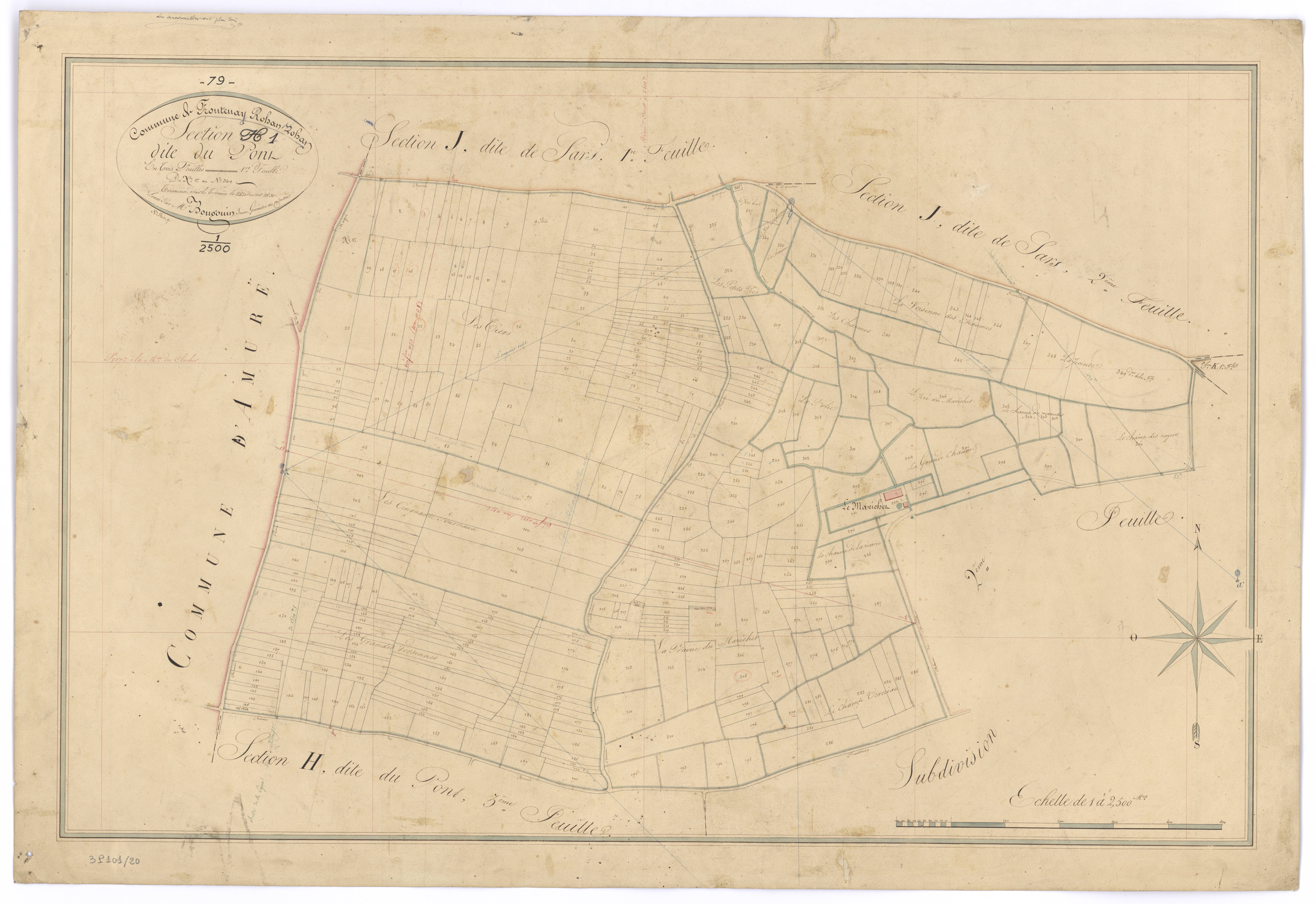 Frontenay-Rohan-Rohan - FRAD079_CADASTRE_NAPOLEONIEN Section H1 dite du Pont