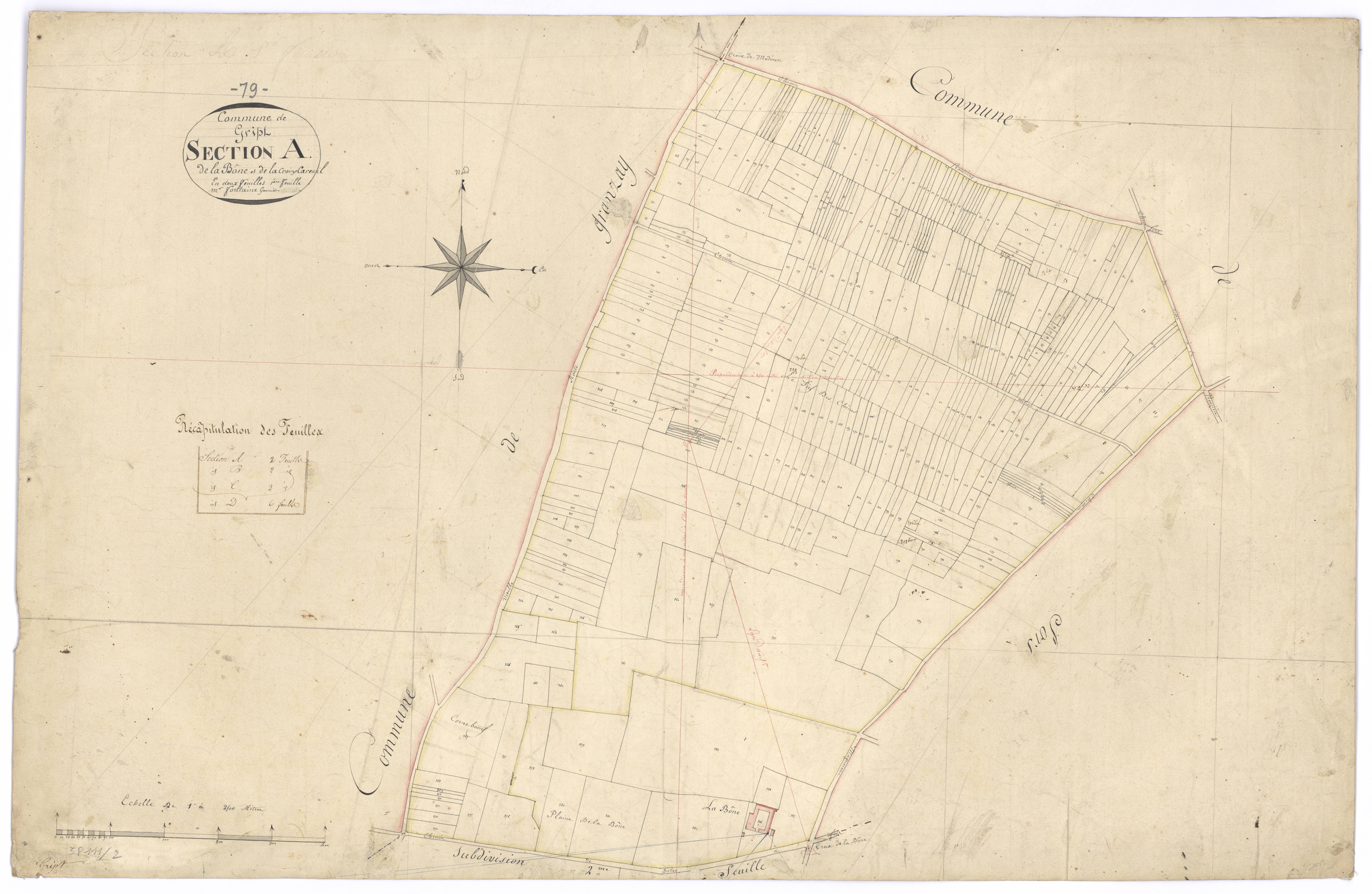 Granzay-Gript - FRAD079_CADASTRE_NAPOLEONIEN Section A1 dite de la Bône et de la Croix Careuil 