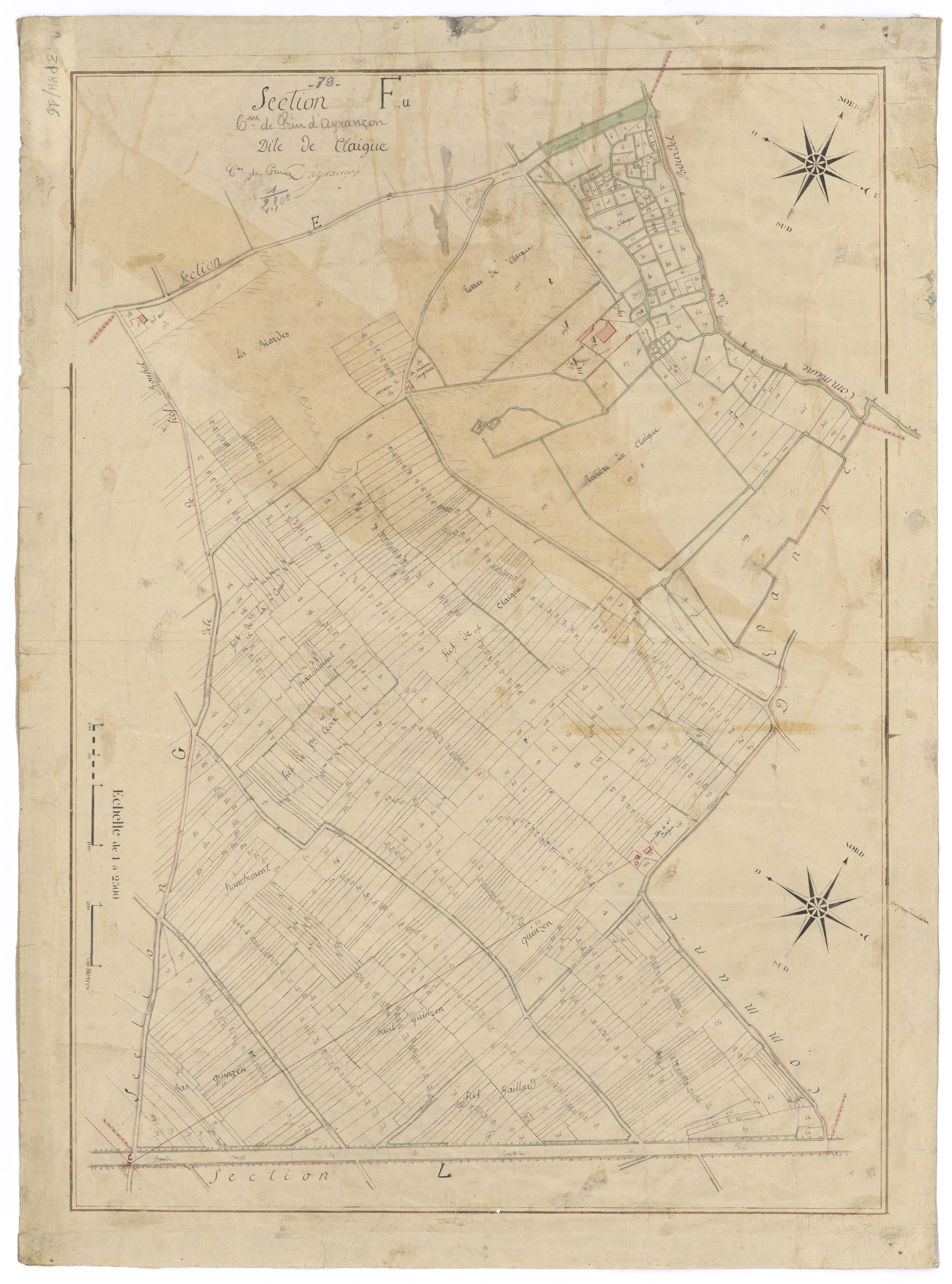 Mauzé-sur-le-Mignon - FRAD079_CADASTRE_NAPOLEONIEN Section Fdite de Claigue