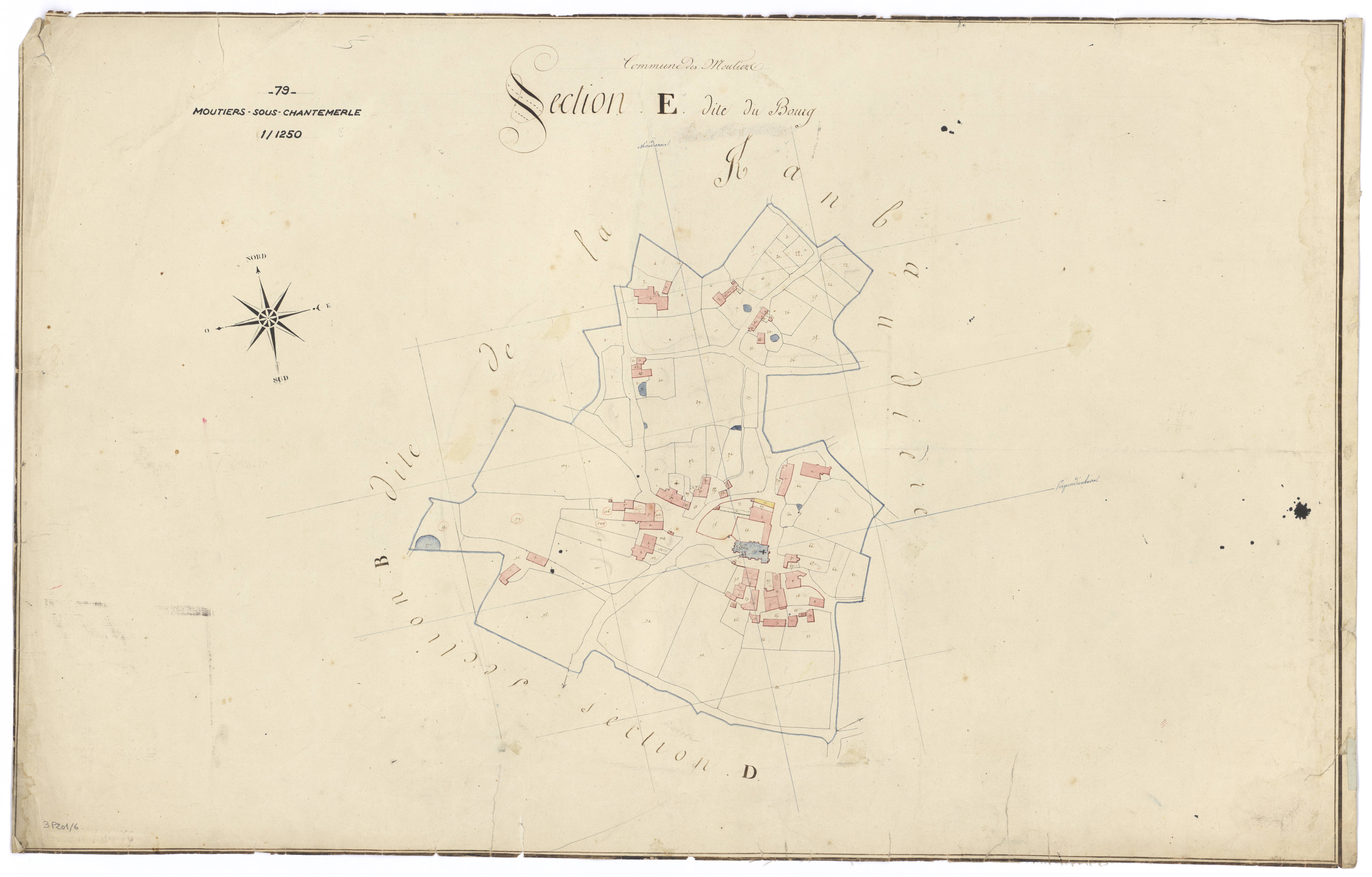 Moutiers-sous-Chantemerle - FRAD079_CADASTRE_NAPOLEONIEN Section E dite du Bourg 