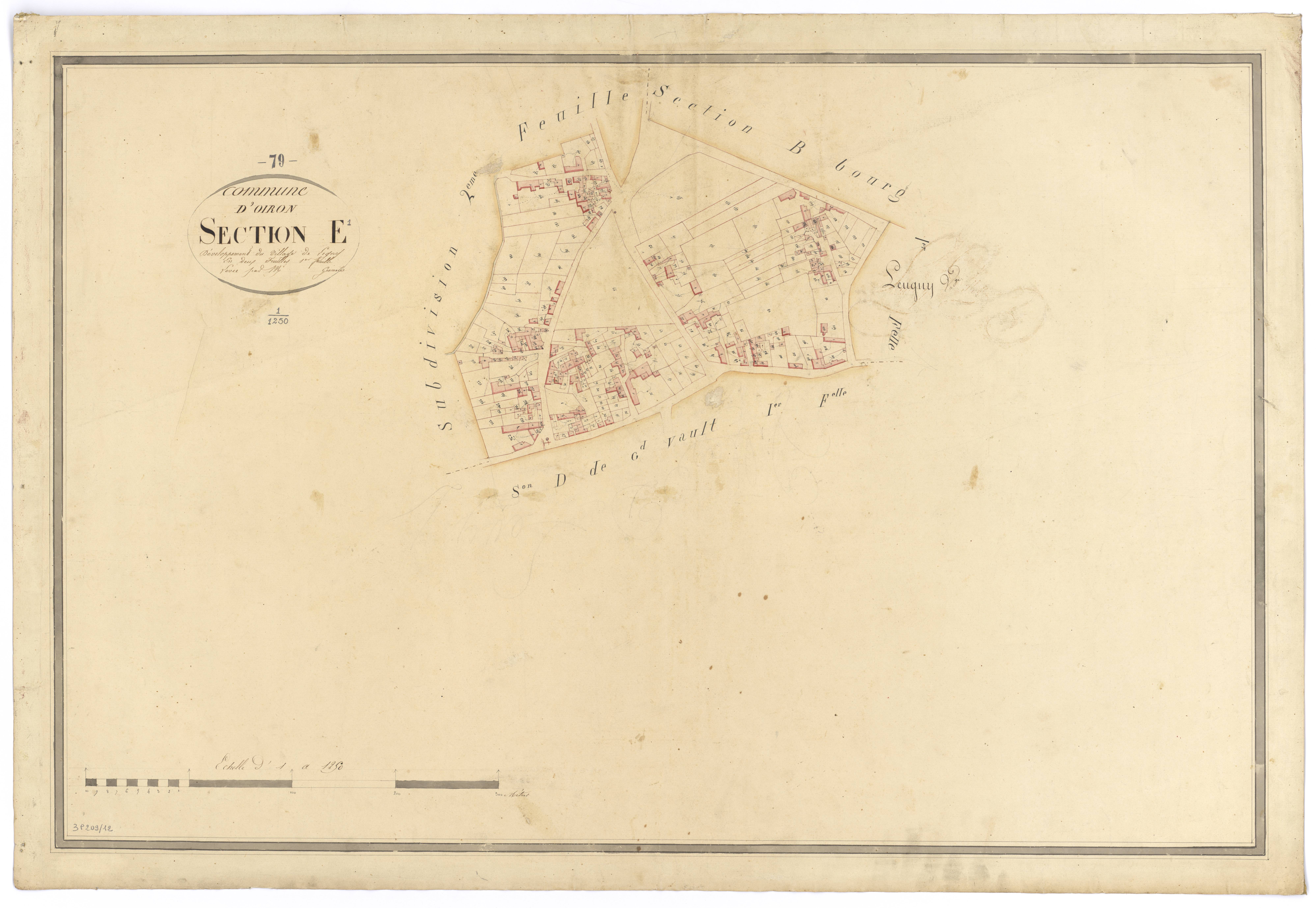 Oiron - FRAD079_CADASTRE_NAPOLEONIEN Section E1 développement du village de Leugny 