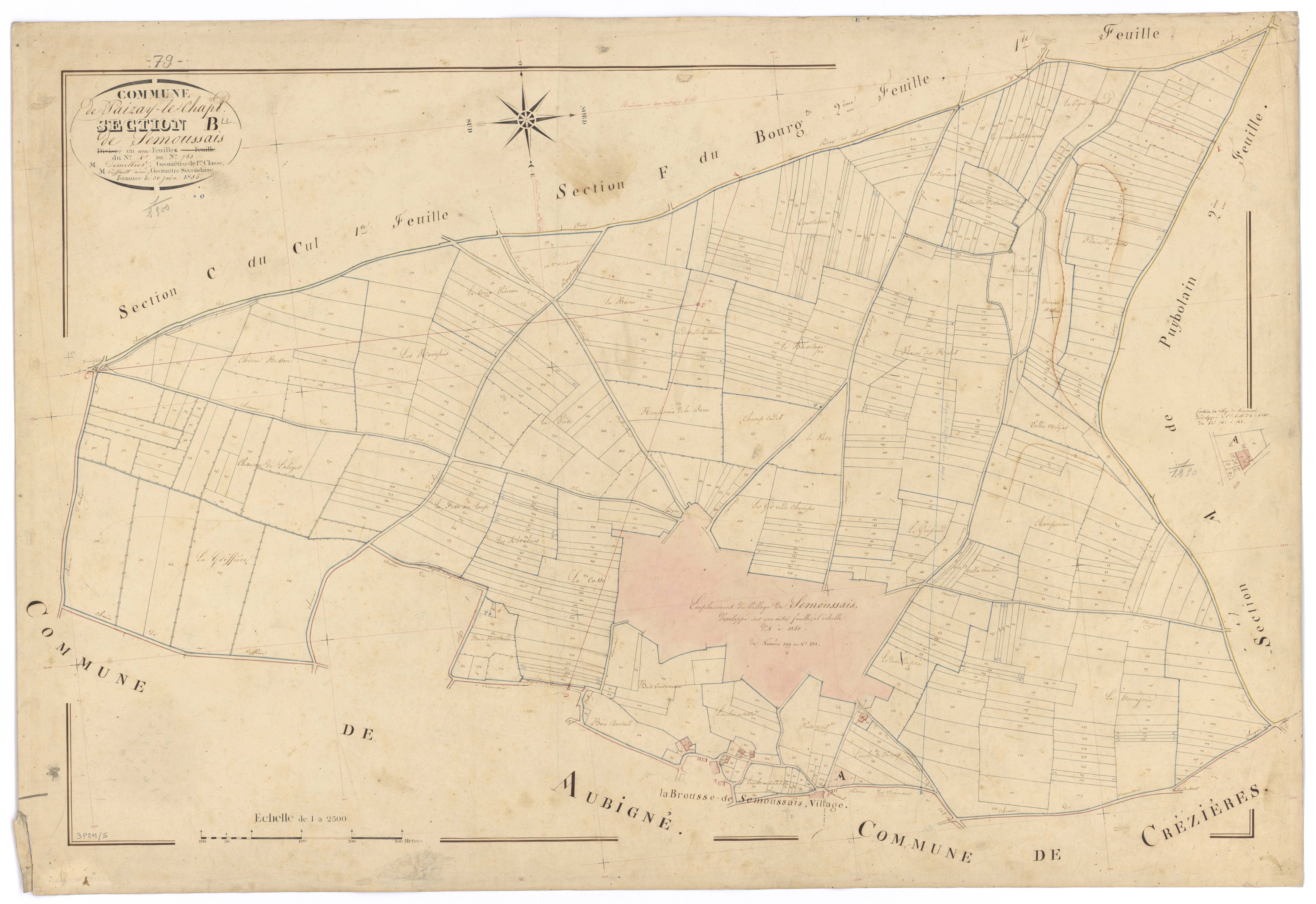 Paizay-le-Chapt - FRAD079_CADASTRE_NAPOLEONIEN Section B dite de Semoussais