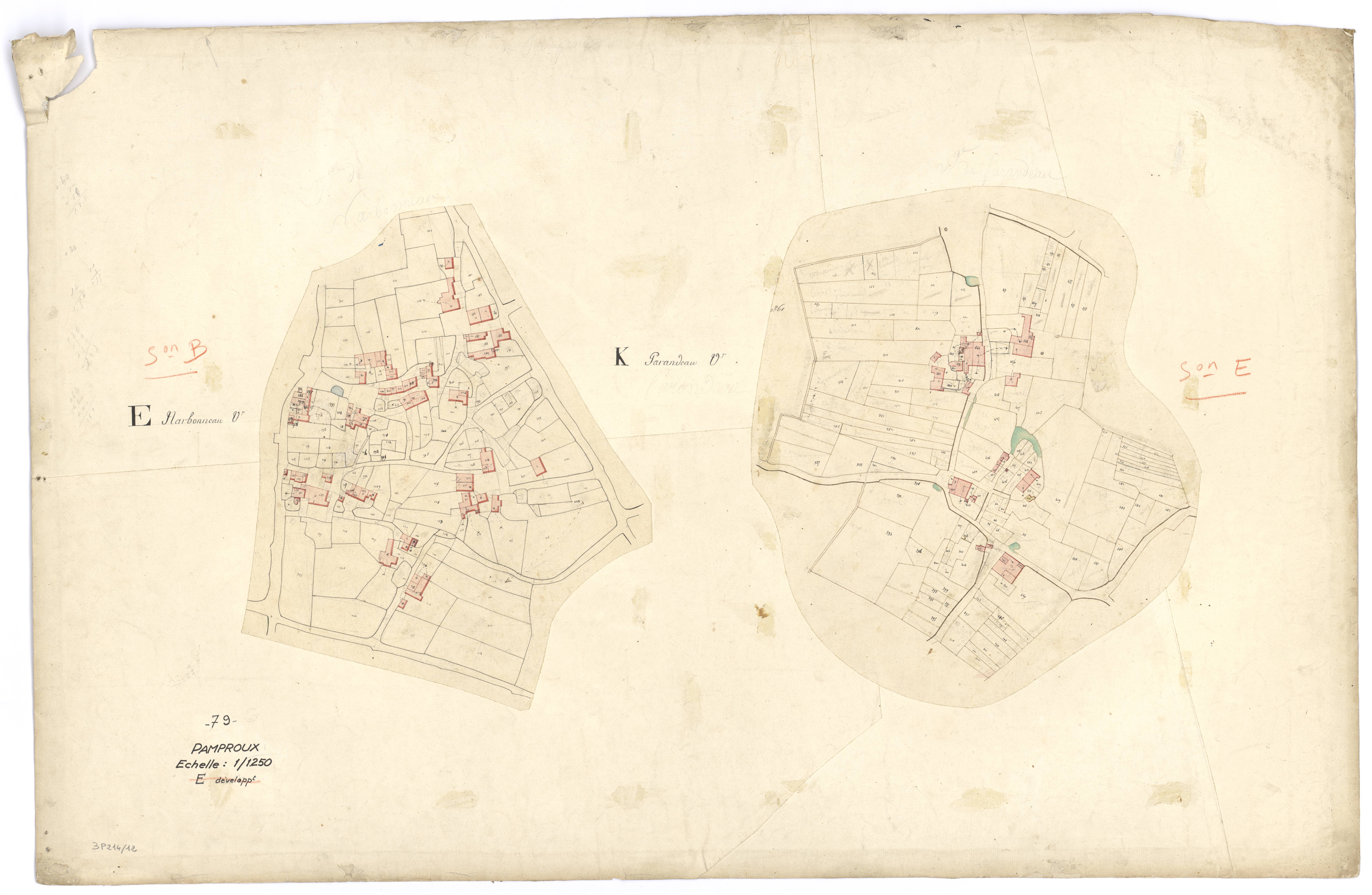 Pamproux - FRAD079_CADASTRE_NAPOLEONIEN Développement de la section B2 et de la section E1 