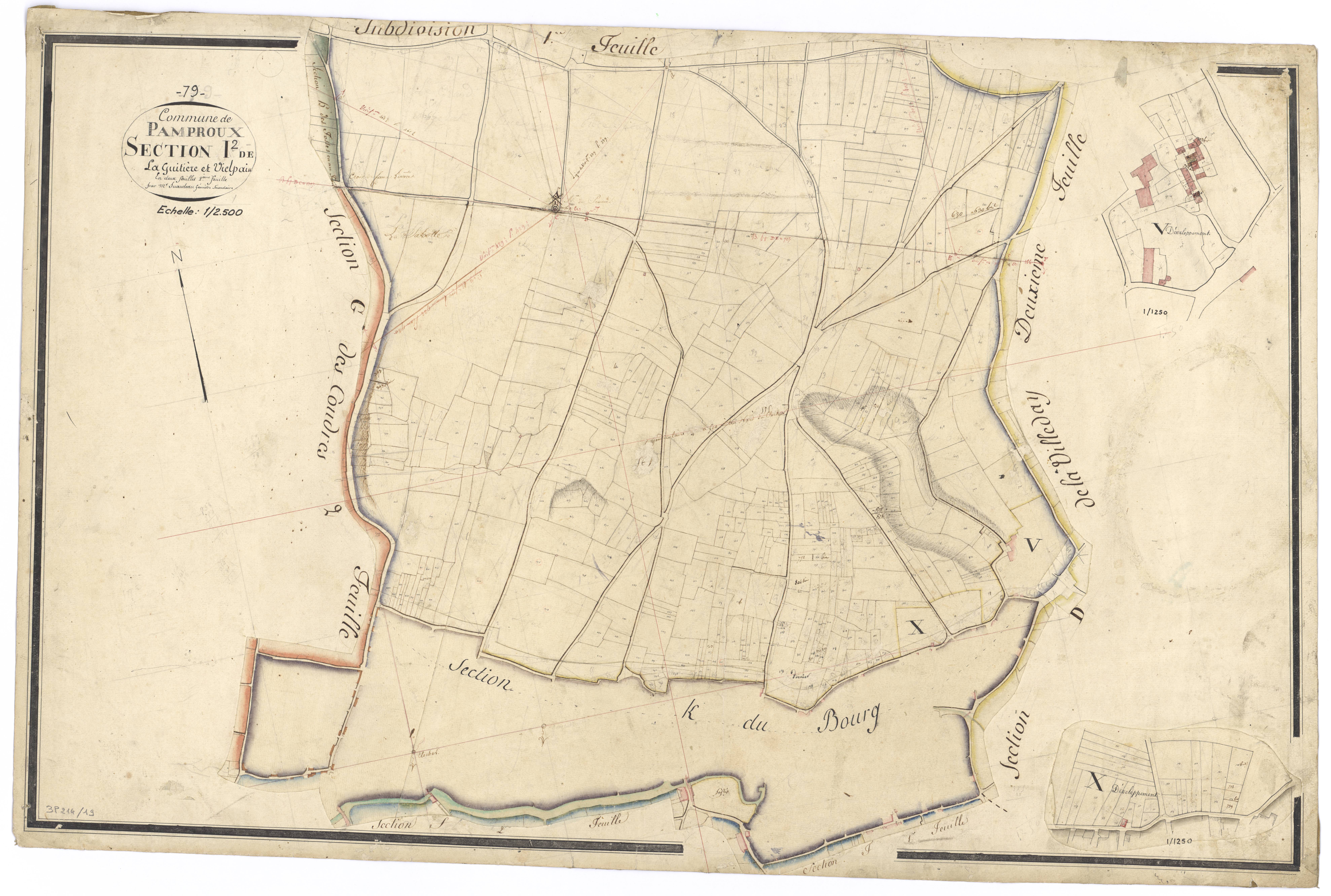 Pamproux - FRAD079_CADASTRE_NAPOLEONIEN Section I2 dite de la Guitière et Vielpain 