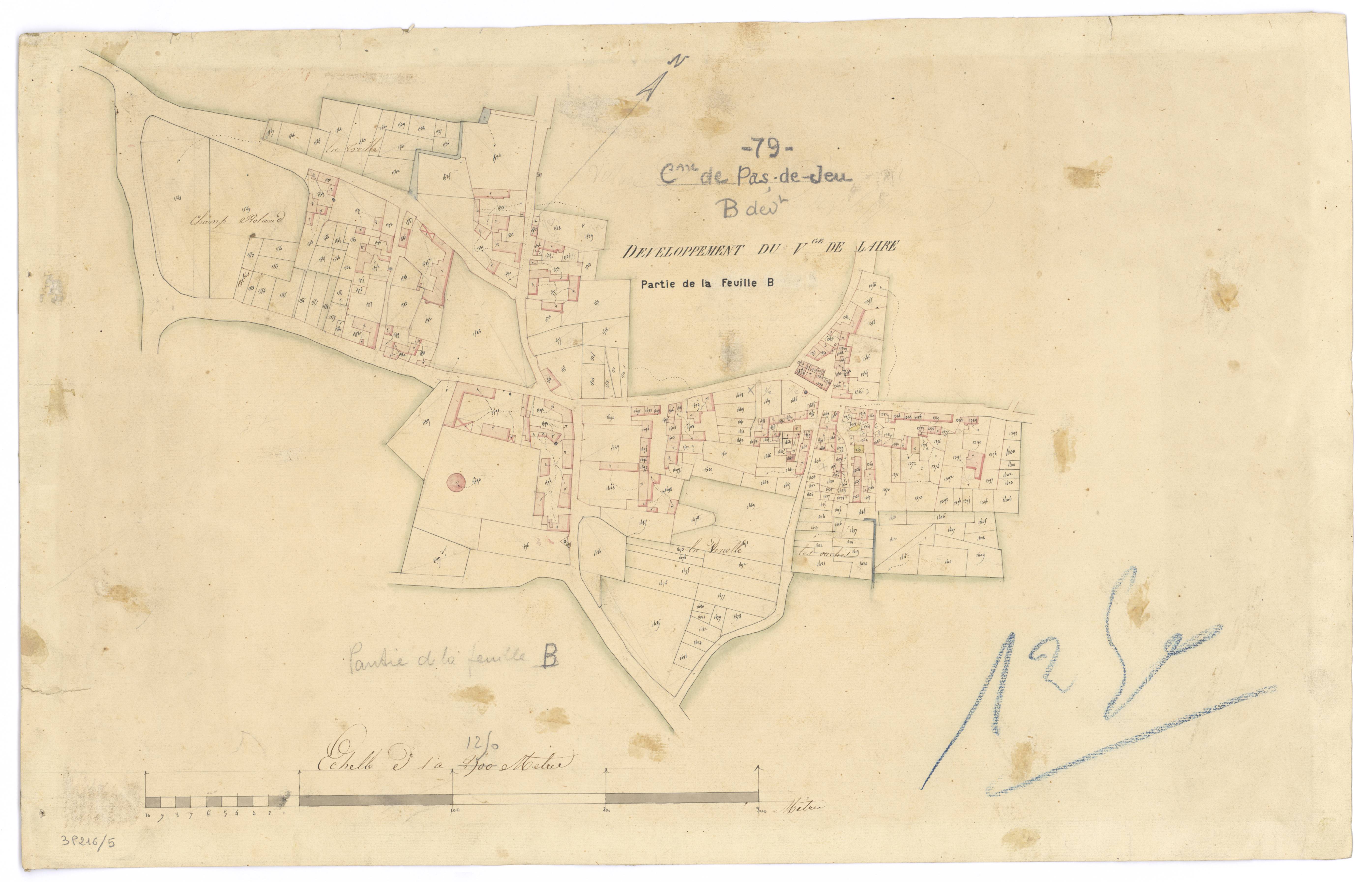 Pas-de-Jeu - FRAD079_CADASTRE_NAPOLEONIEN Section B développement du village de Laire