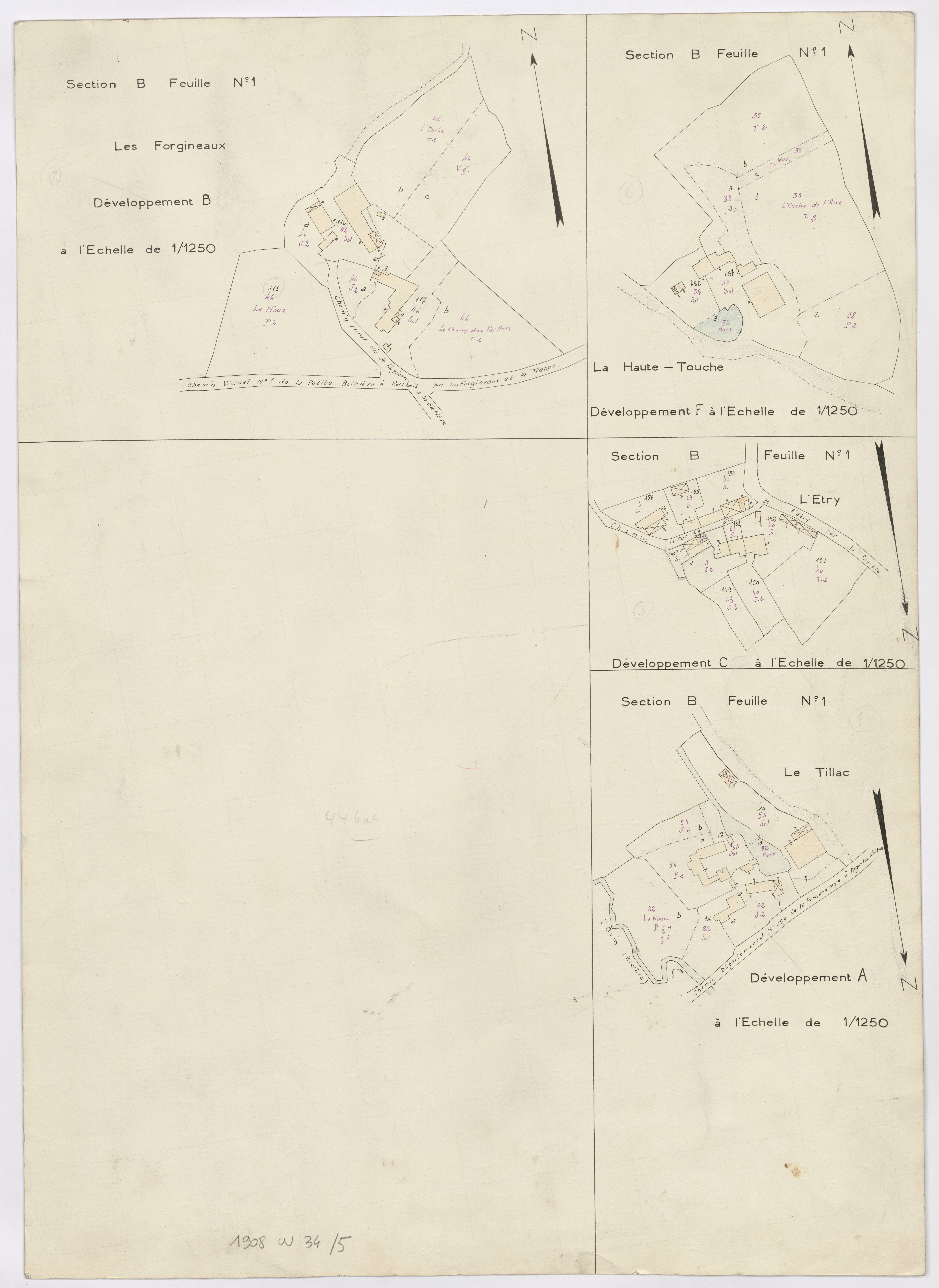 La Petite-Boissière - FRAD079_CADASTRE_RECENT Développement de la section B (Développements A, B, C et F)
