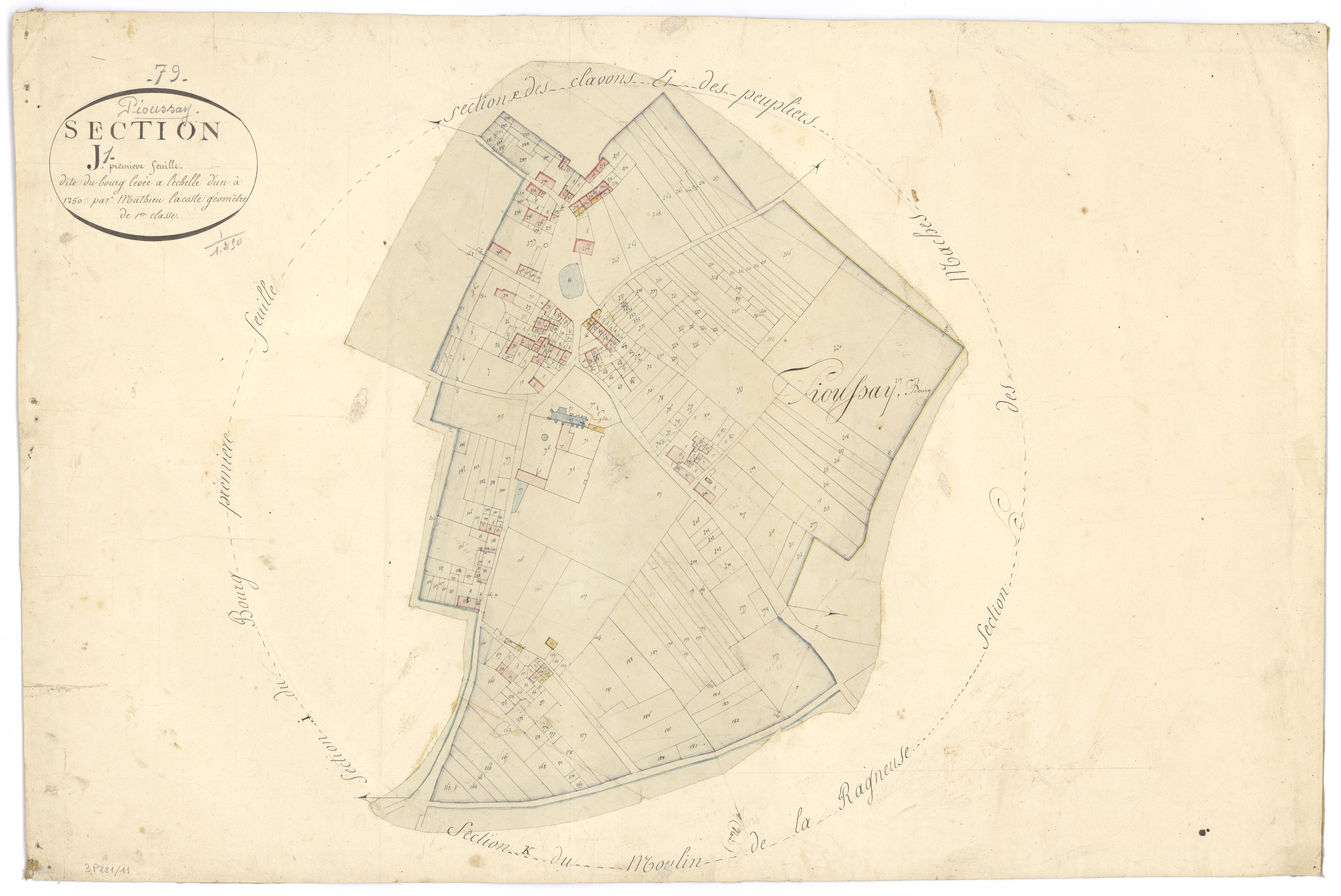 Pioussay - FRAD079_CADASTRE_NAPOLEONIEN Section J1 dite du Bourg 