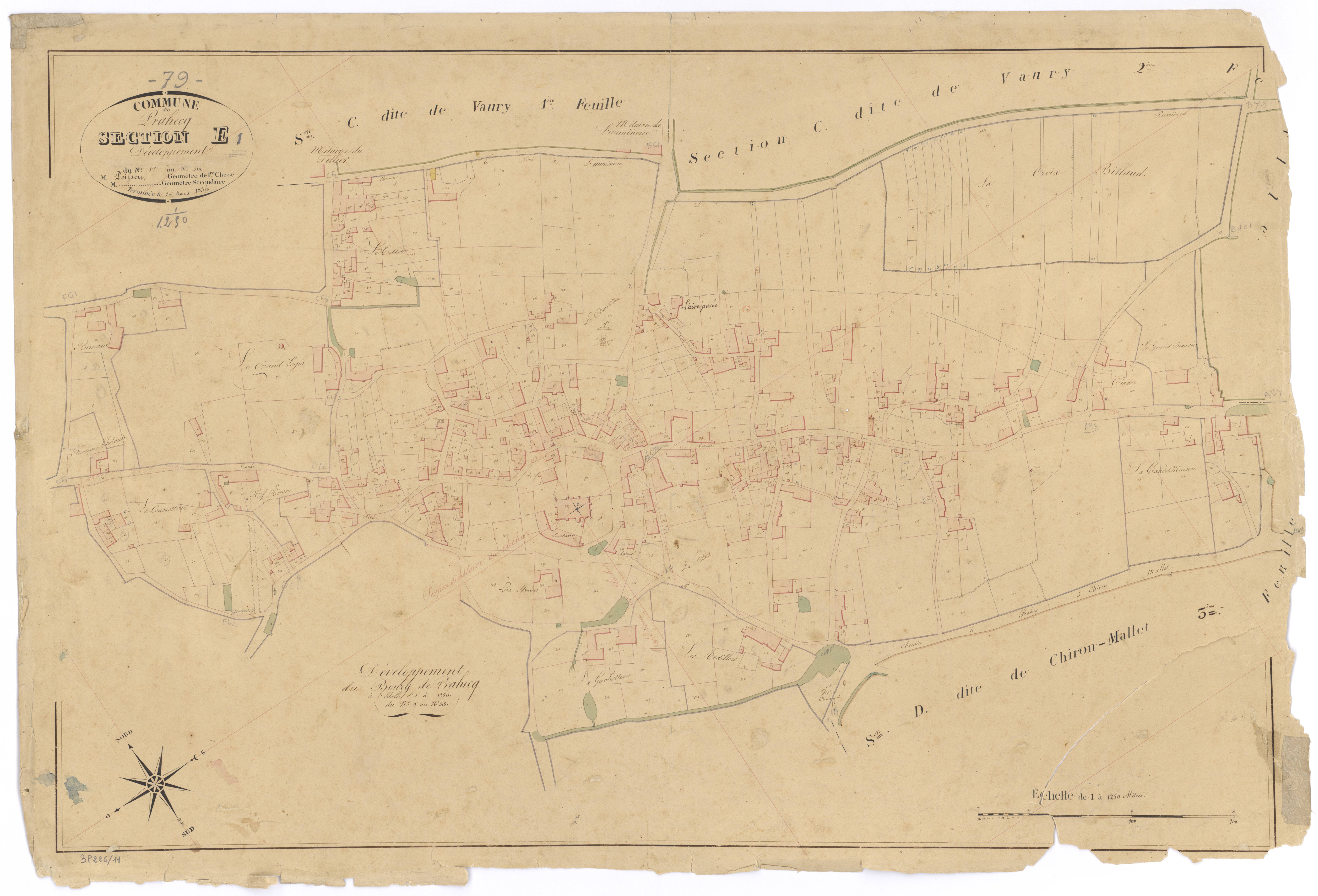 Prahecq - FRAD079_CADASTRE_NAPOLEONIEN Section E1 dite du Bourg