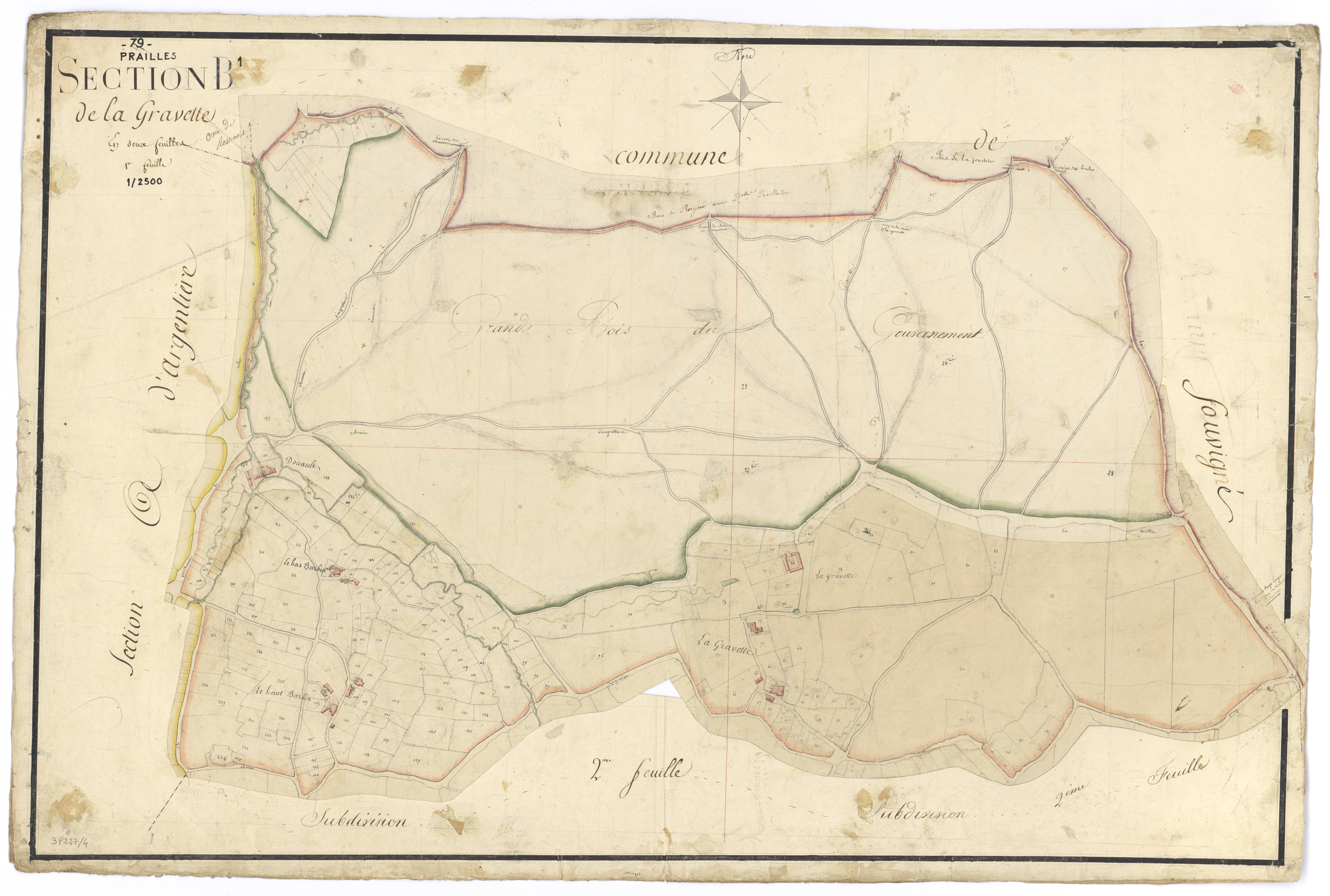 Prailles - FRAD079_CADASTRE_NAPOLEONIEN Section B1 dite de la Gravette