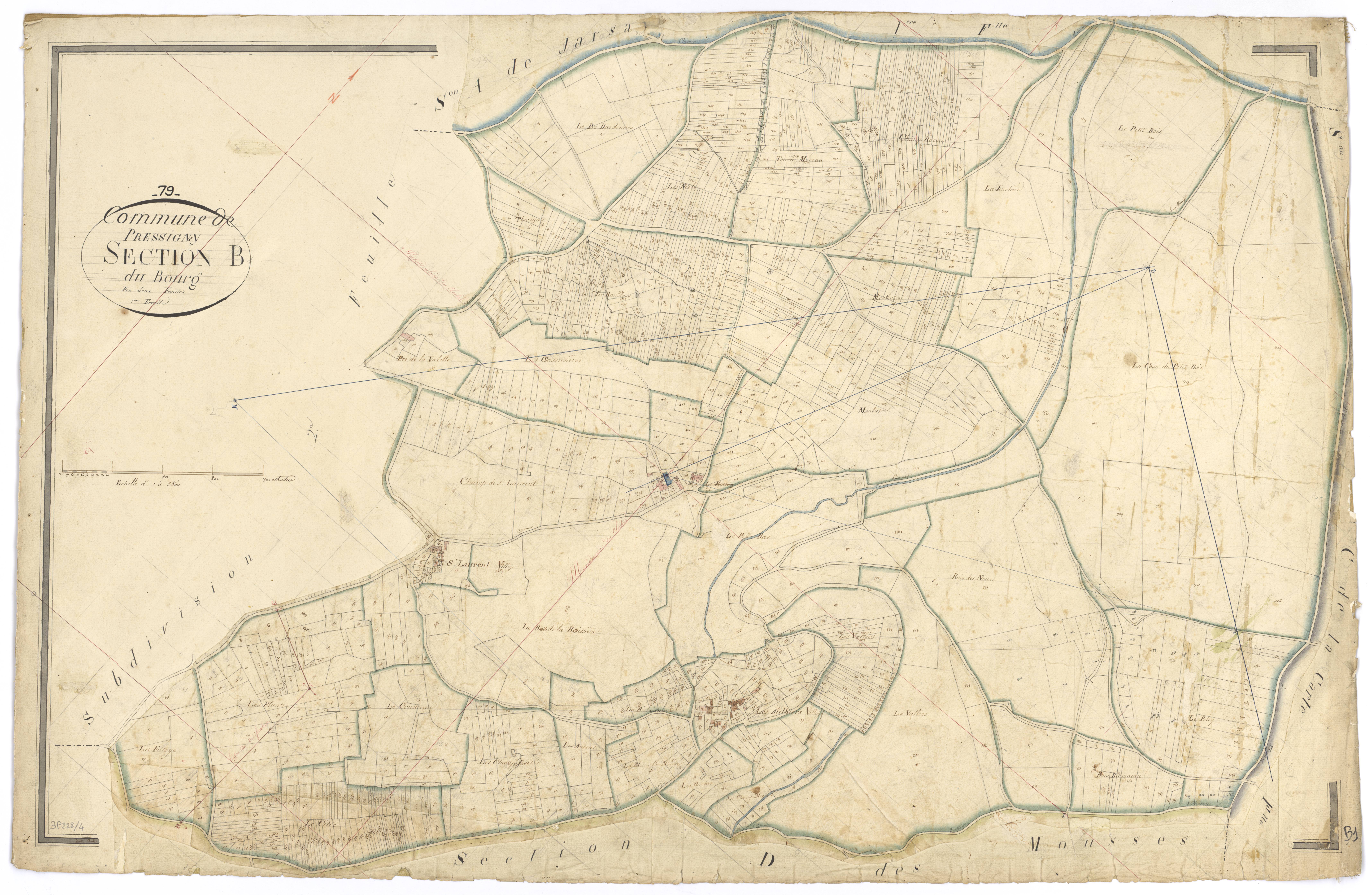 Pressigny - FRAD079_CADASTRE_NAPOLEONIEN Section B1 dite du Bourg