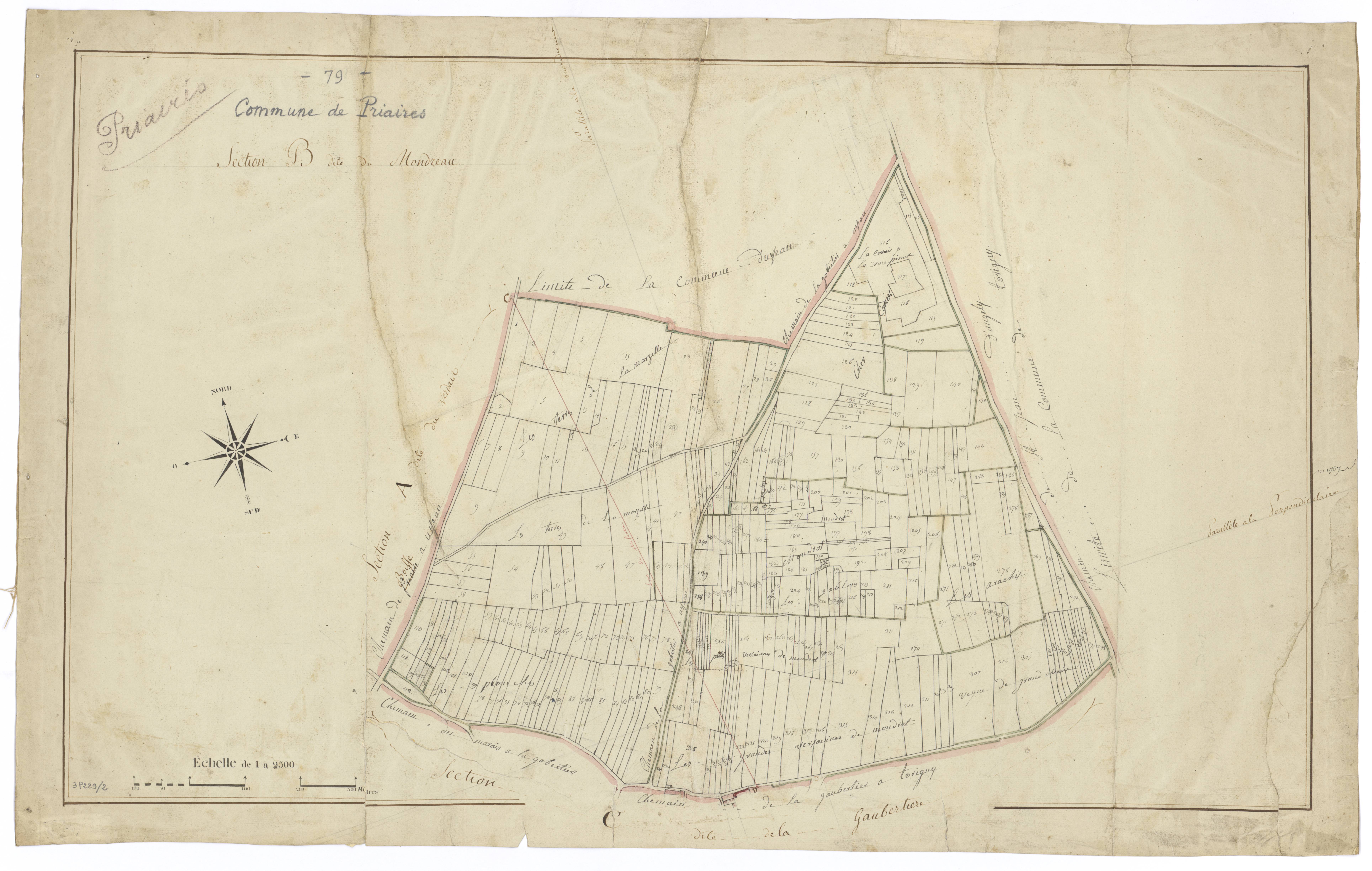 Priaires - FRAD079_CADASTRE_NAPOLEONIEN Section B dite du Mondreau 
