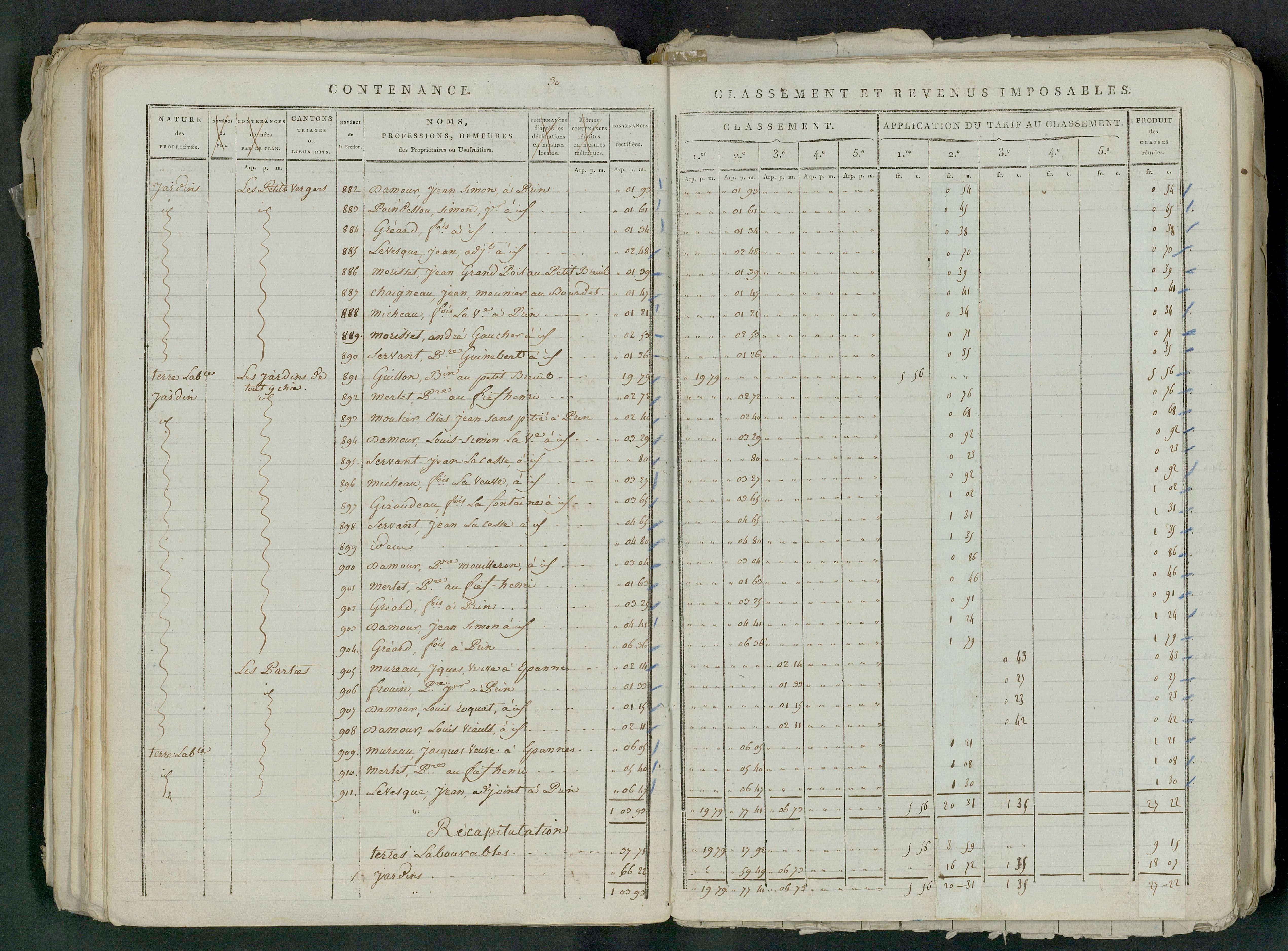 Prin-Deyrançon - FRAD079_CADASTRE_NAPOLEONIEN_MATRICES État de section et relevé des numéros de même nature de propriété 