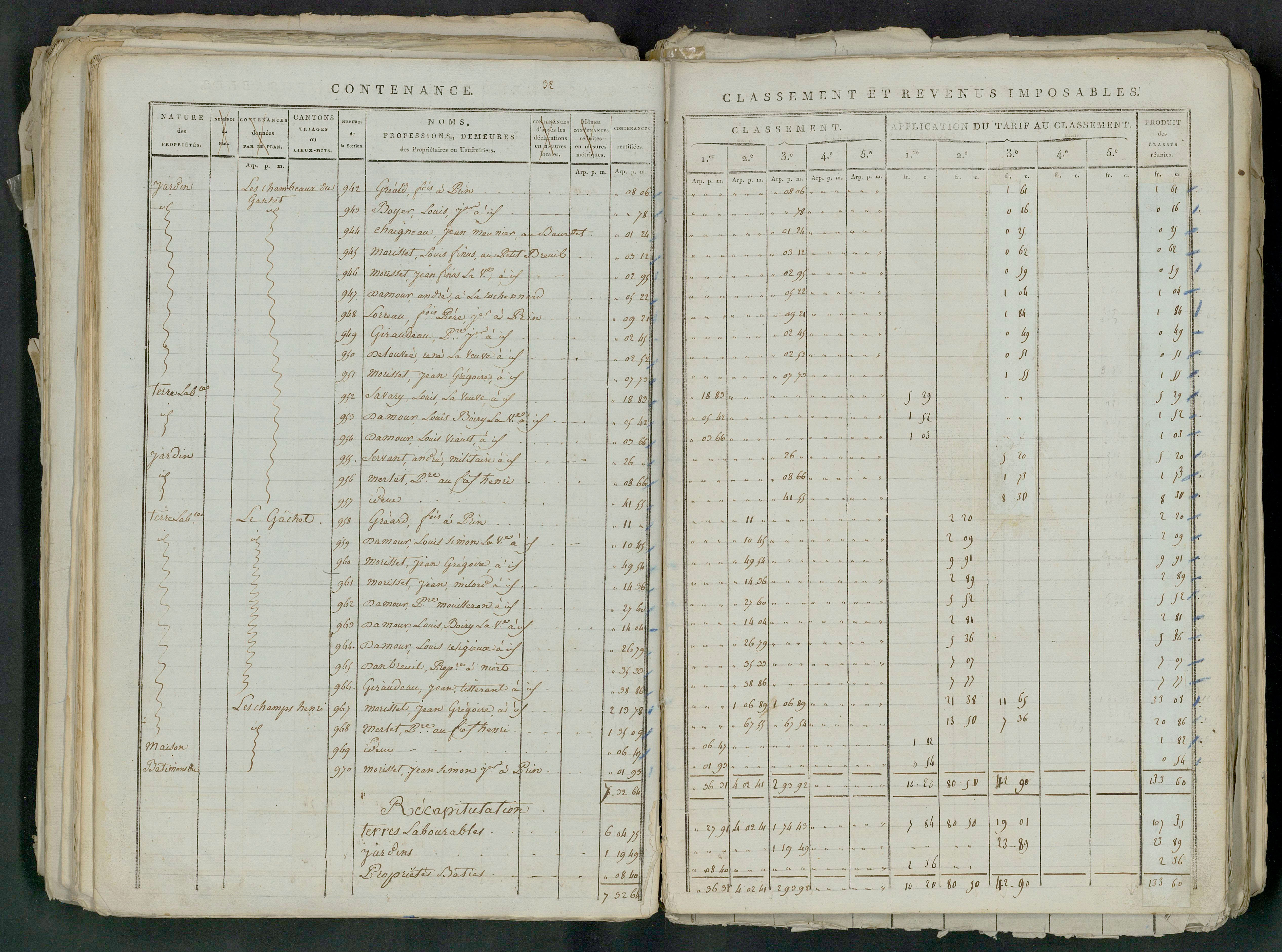 Prin-Deyrançon - FRAD079_CADASTRE_NAPOLEONIEN_MATRICES État de section et relevé des numéros de même nature de propriété 
