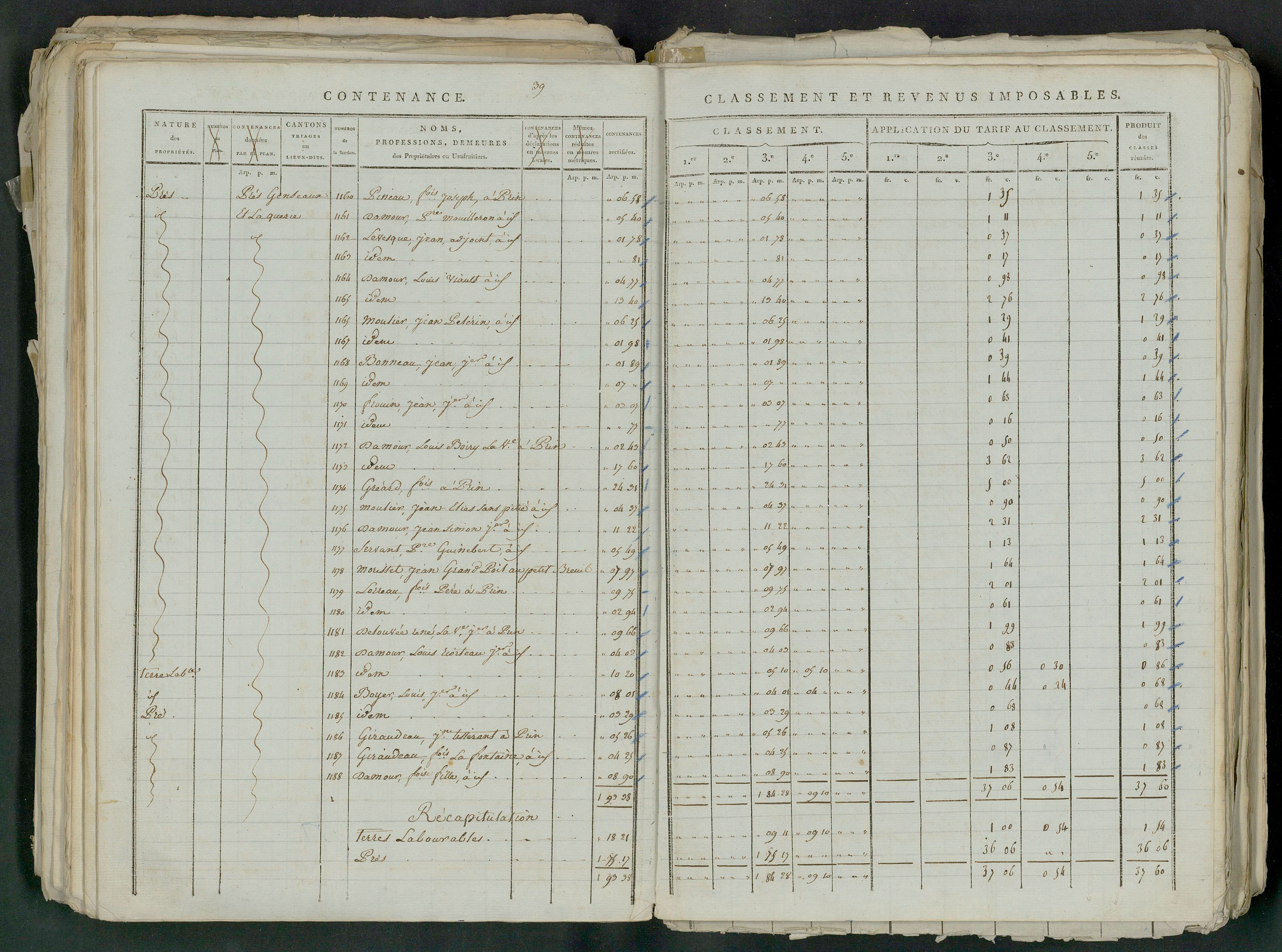 Prin-Deyrançon - FRAD079_CADASTRE_NAPOLEONIEN_MATRICES État de section et relevé des numéros de même nature de propriété 