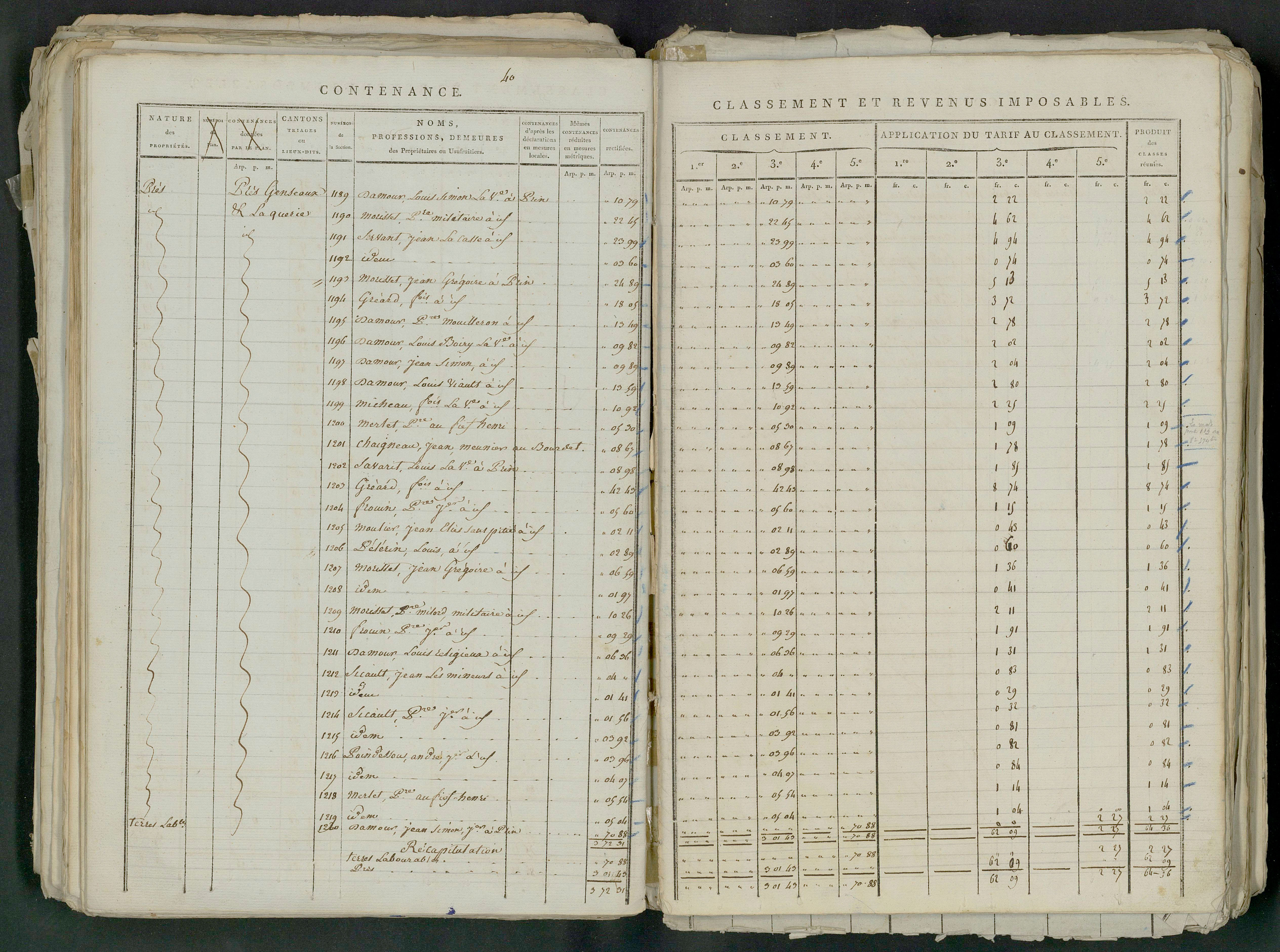 Prin-Deyrançon - FRAD079_CADASTRE_NAPOLEONIEN_MATRICES État de section et relevé des numéros de même nature de propriété 