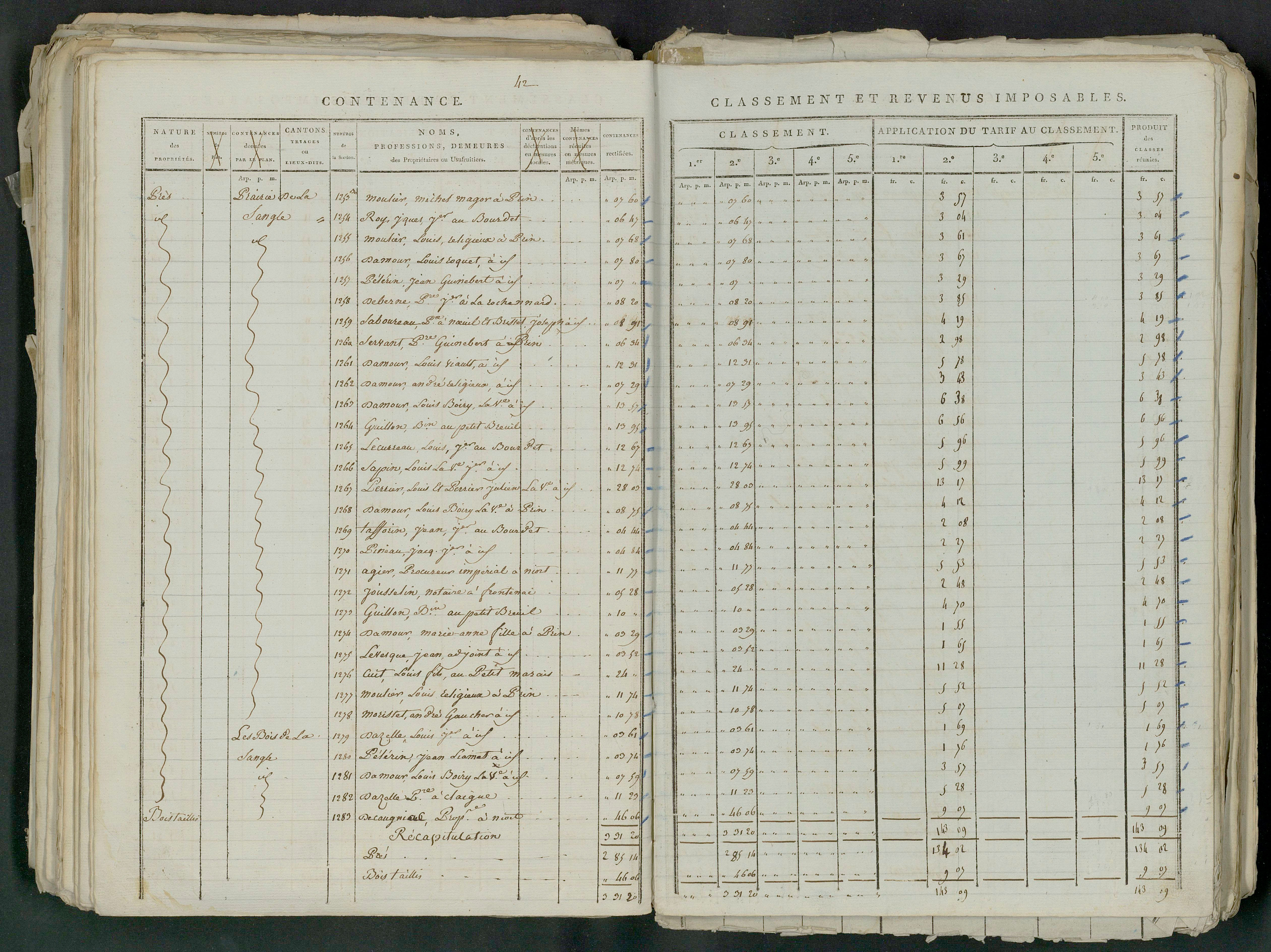 Prin-Deyrançon - FRAD079_CADASTRE_NAPOLEONIEN_MATRICES État de section et relevé des numéros de même nature de propriété 